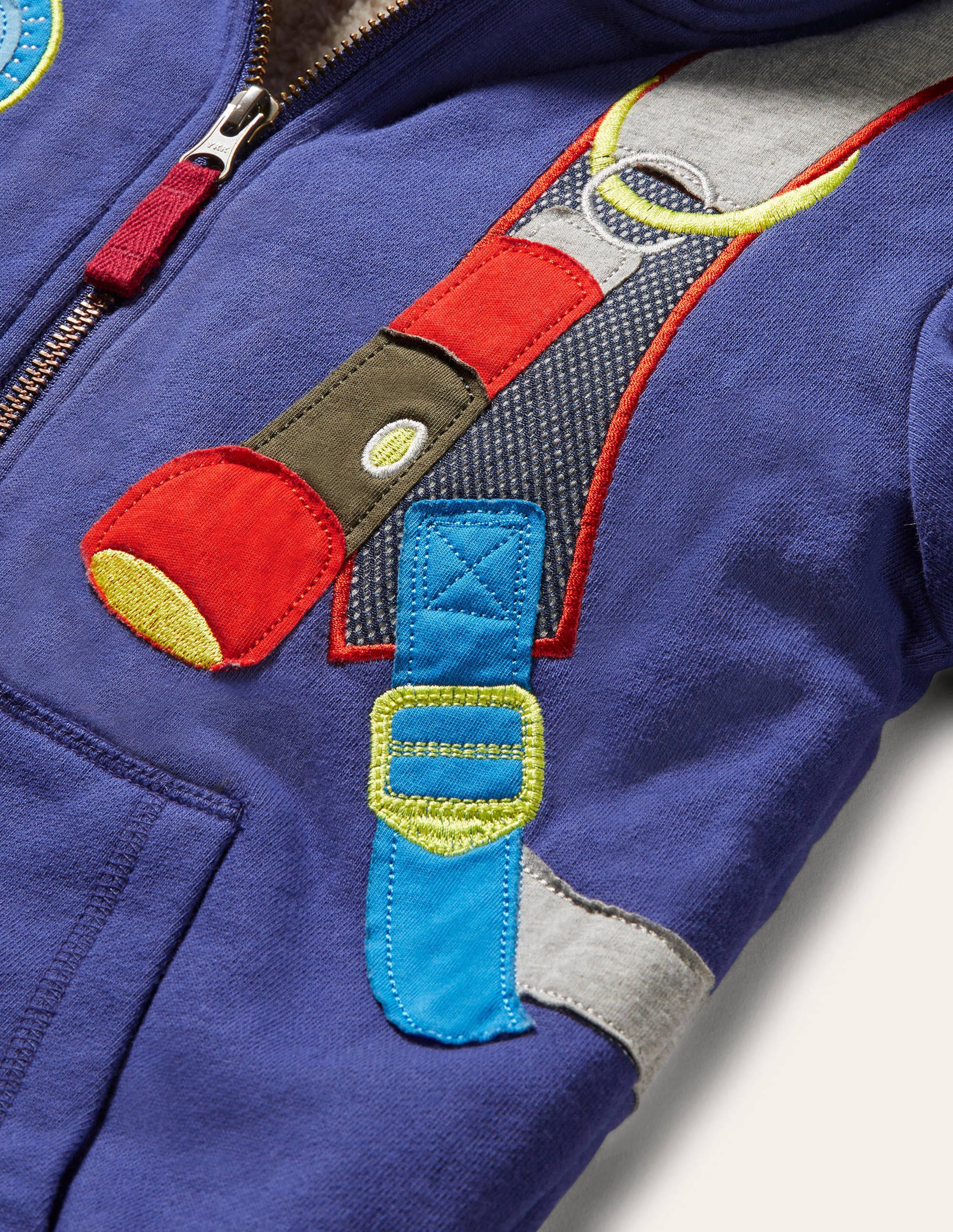 Kapuzenjacke mit kuscheligem Futter und Applikation-Segelblau, Rucksack - Image 3