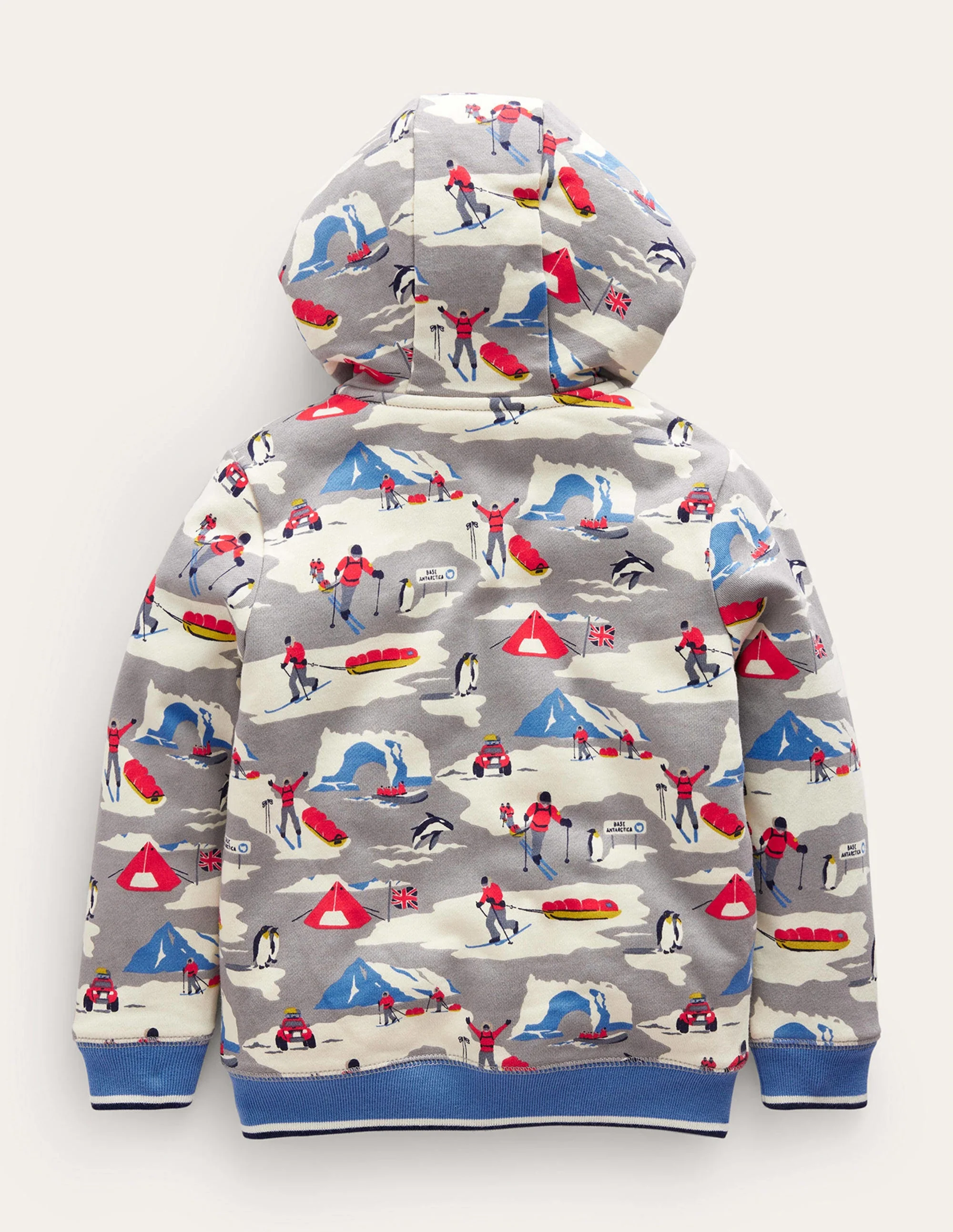 Kapuzenpulli mit Zottelfutter und Druck-Grau Arktisforscher - Image 2