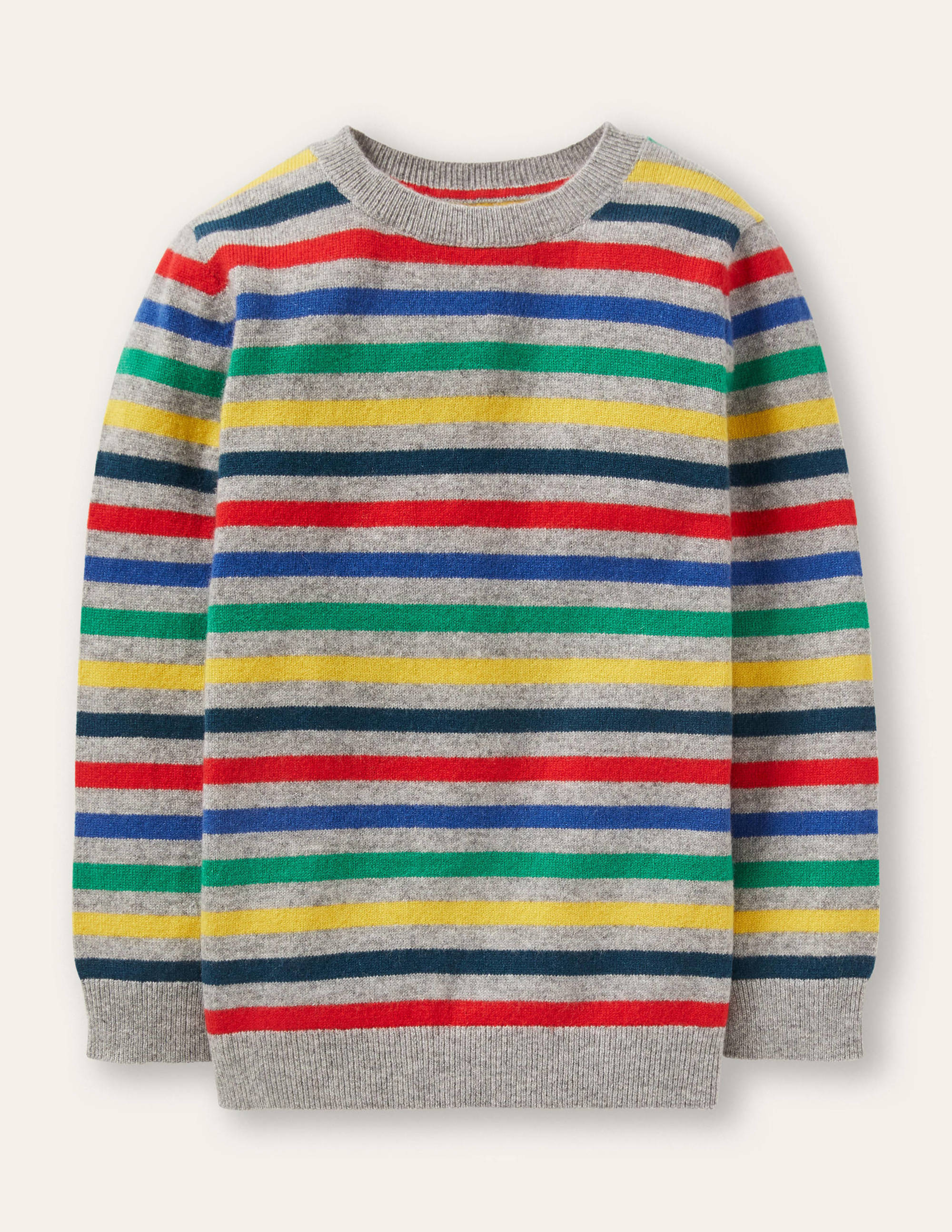 Kaschmirpullover mit Rundhalsausschnitt-Grau Meliert, Regenbogen