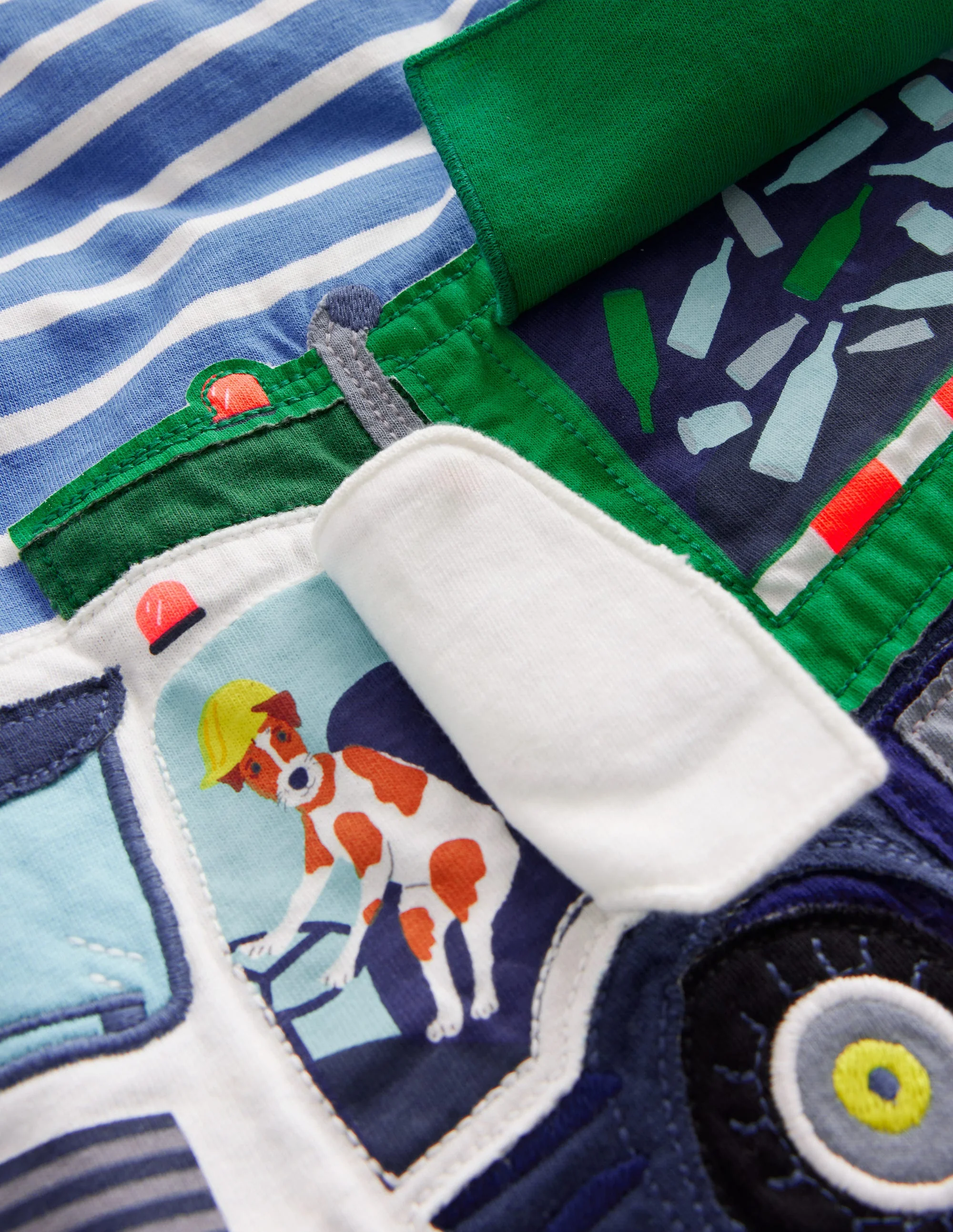 Klappe auf Truck-T-Shirt-Elisabethanisches Blau/Naturweiße Streifen - Image 3