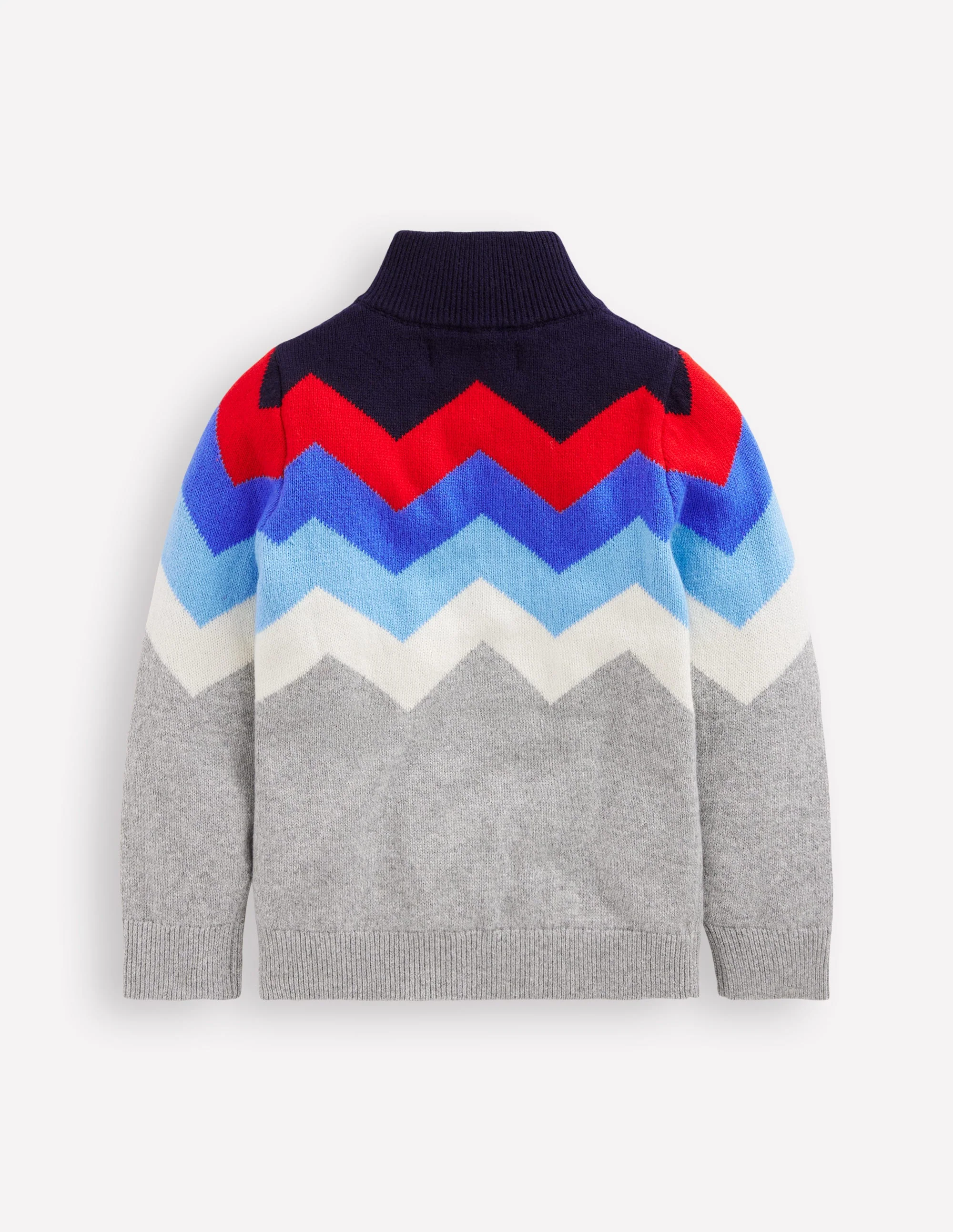 Klassischer Pullover mit halblangem Reißverschluss-Grau Meliert Chevron - Image 2