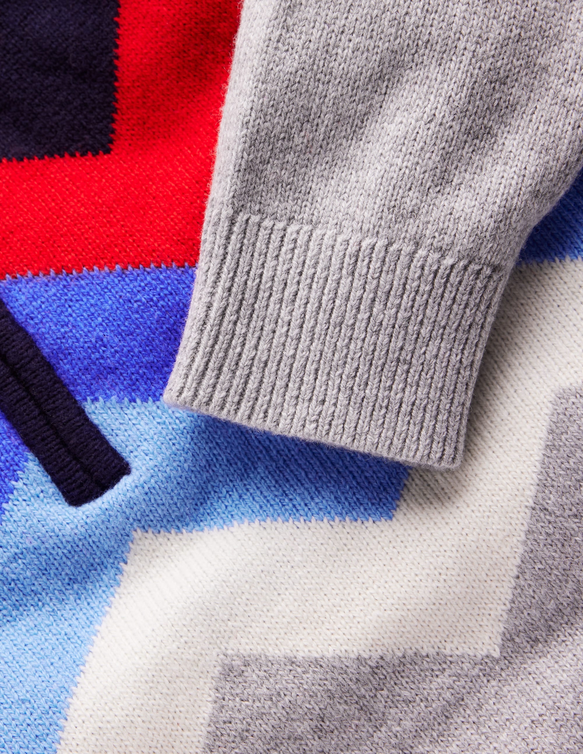 Klassischer Pullover mit halblangem Reißverschluss-Grau Meliert Chevron - Image 3