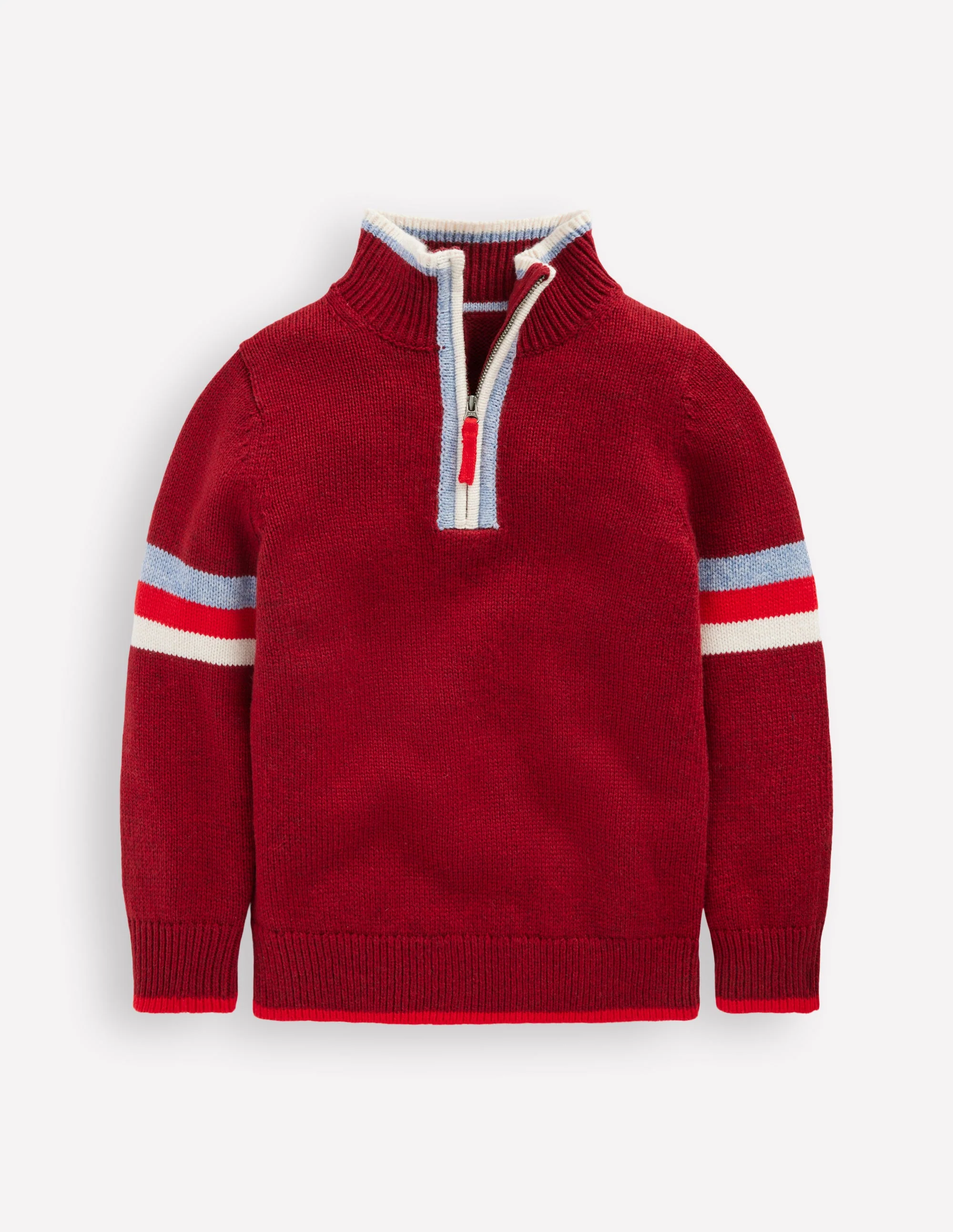 Klassischer Pullover mit halblangem Reißverschluss-Rumba-Rot - Image 2