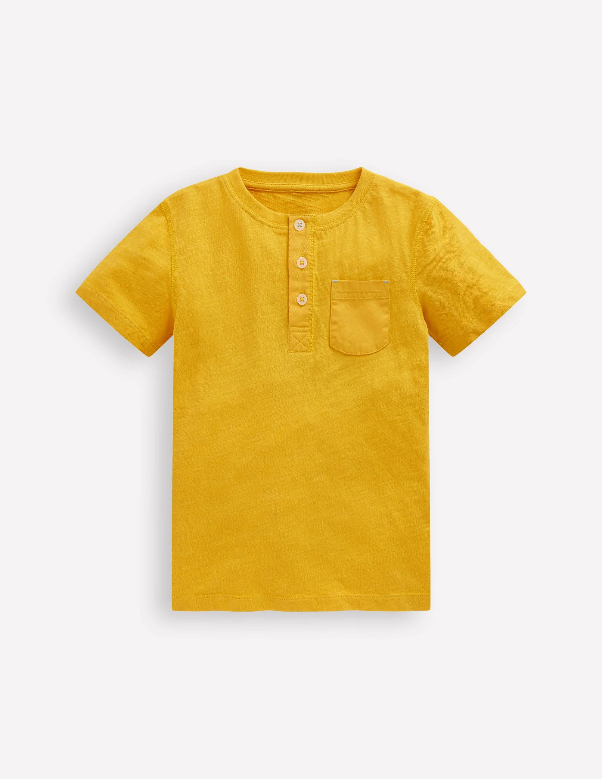 Kurzärmeliges Henley-T-Shirt-Gelb