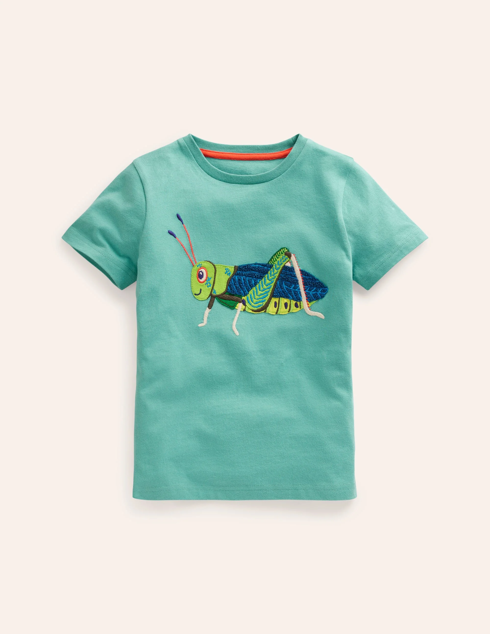 Kurzärmeliges T-Shirt mit Applikation-Korsika-Blau Grashüpfer