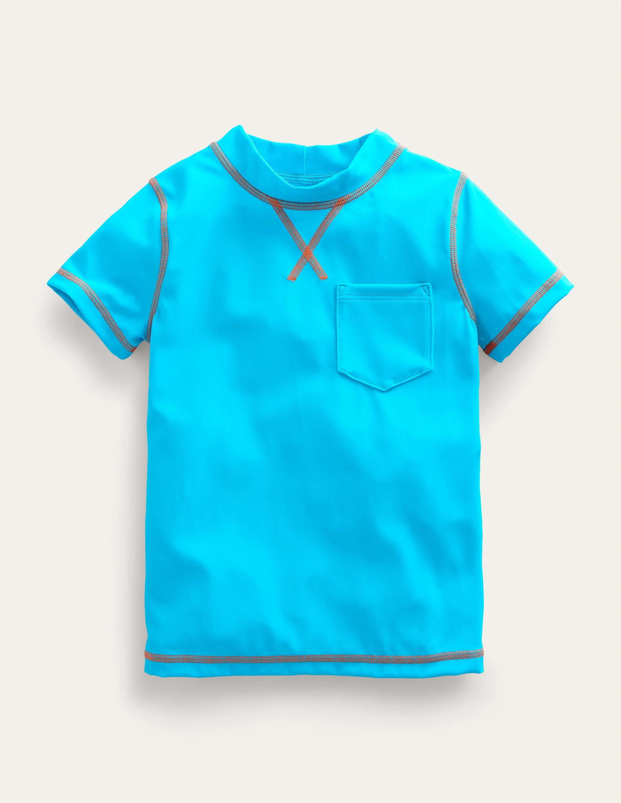 Kurzärmliges Badeshirt-Karibikblau
