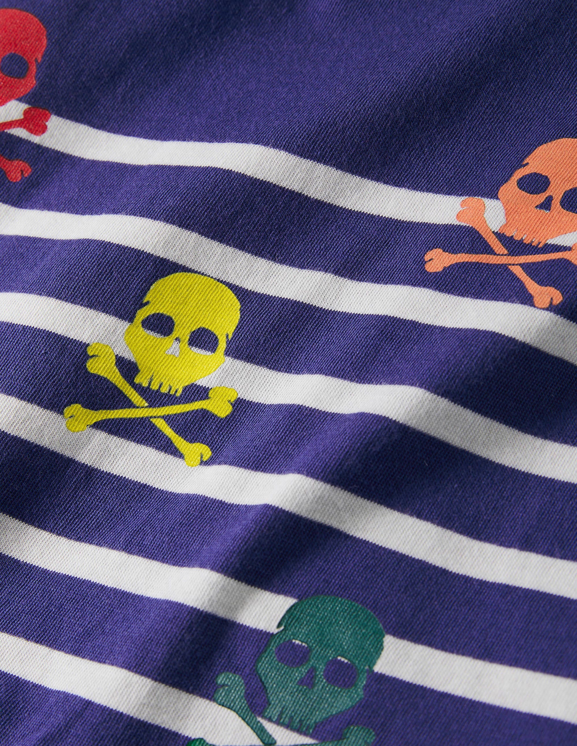 Kurzärmliges Bretonshirt-Schuluniform-Navy/Naturweiß, Totenköpfe - Image 3