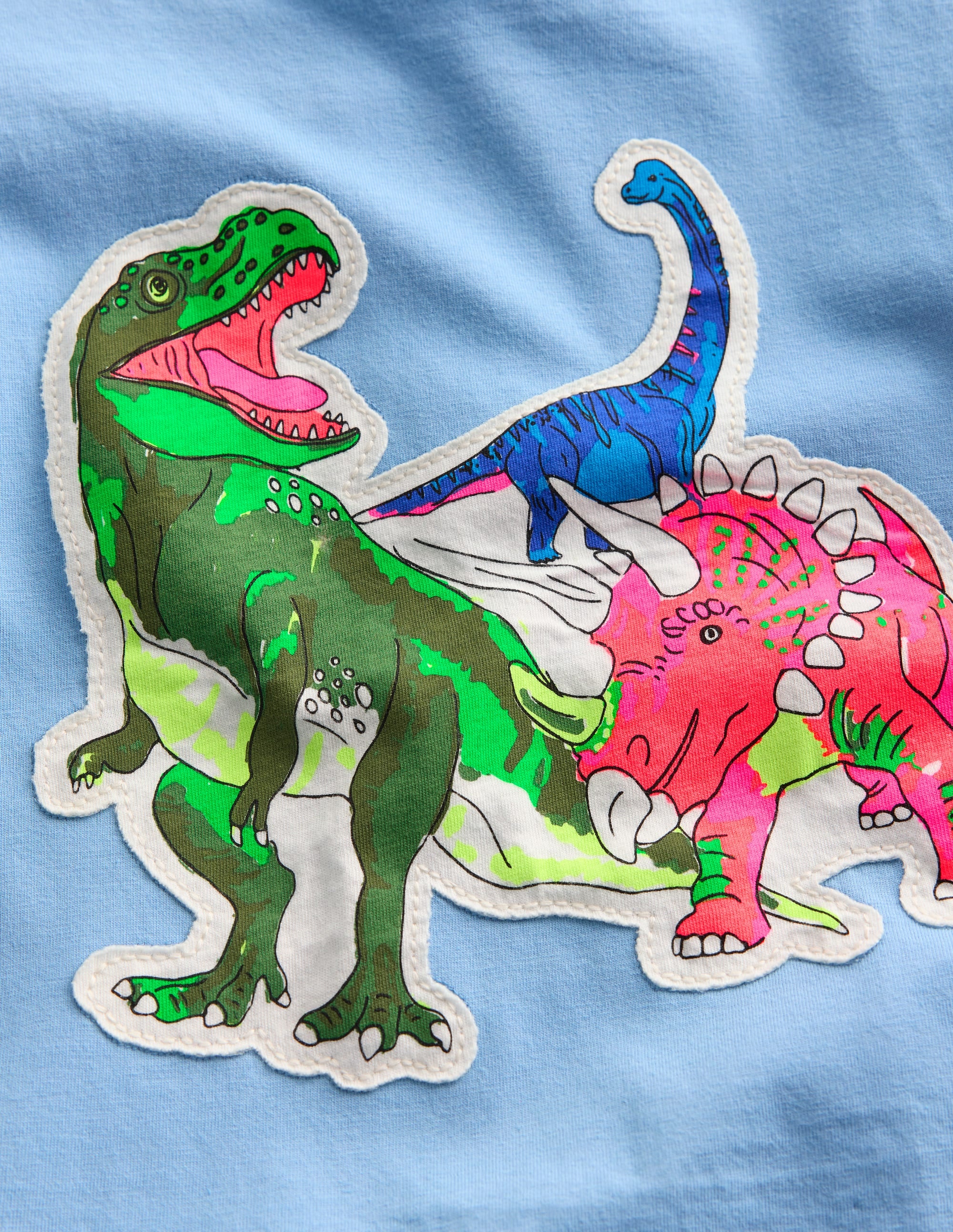 Kurzärmliges T-Shirt mit Aufnäher-Gletscherblau Dino - Image 3