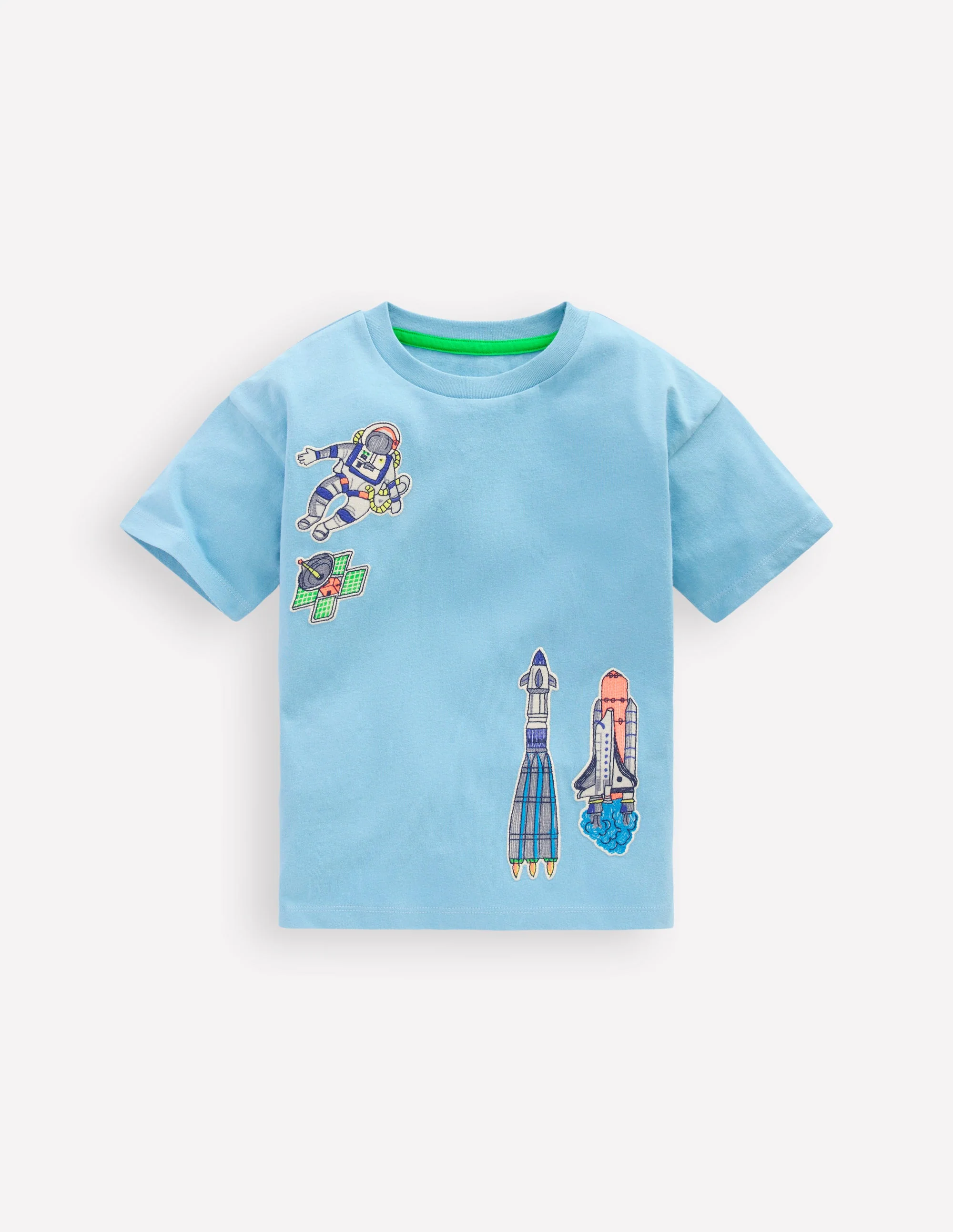 Kurzärmliges T-Shirt mit Aufnäher-GLETSCHERSEE Weltall