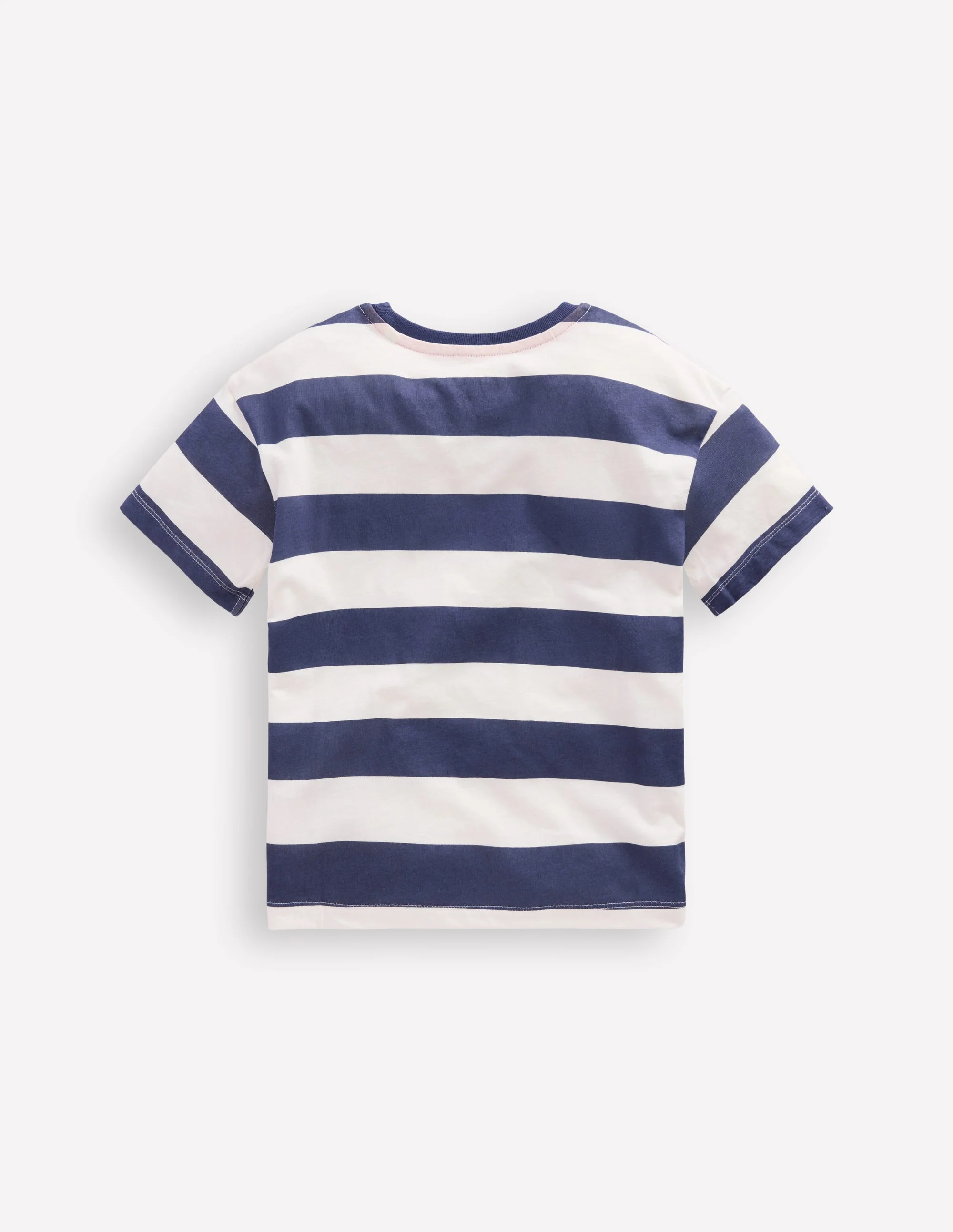 Kurzärmliges T-Shirt mit Aufnäher-Schuluniform-Marineblau Streifen Bagger - Image 2