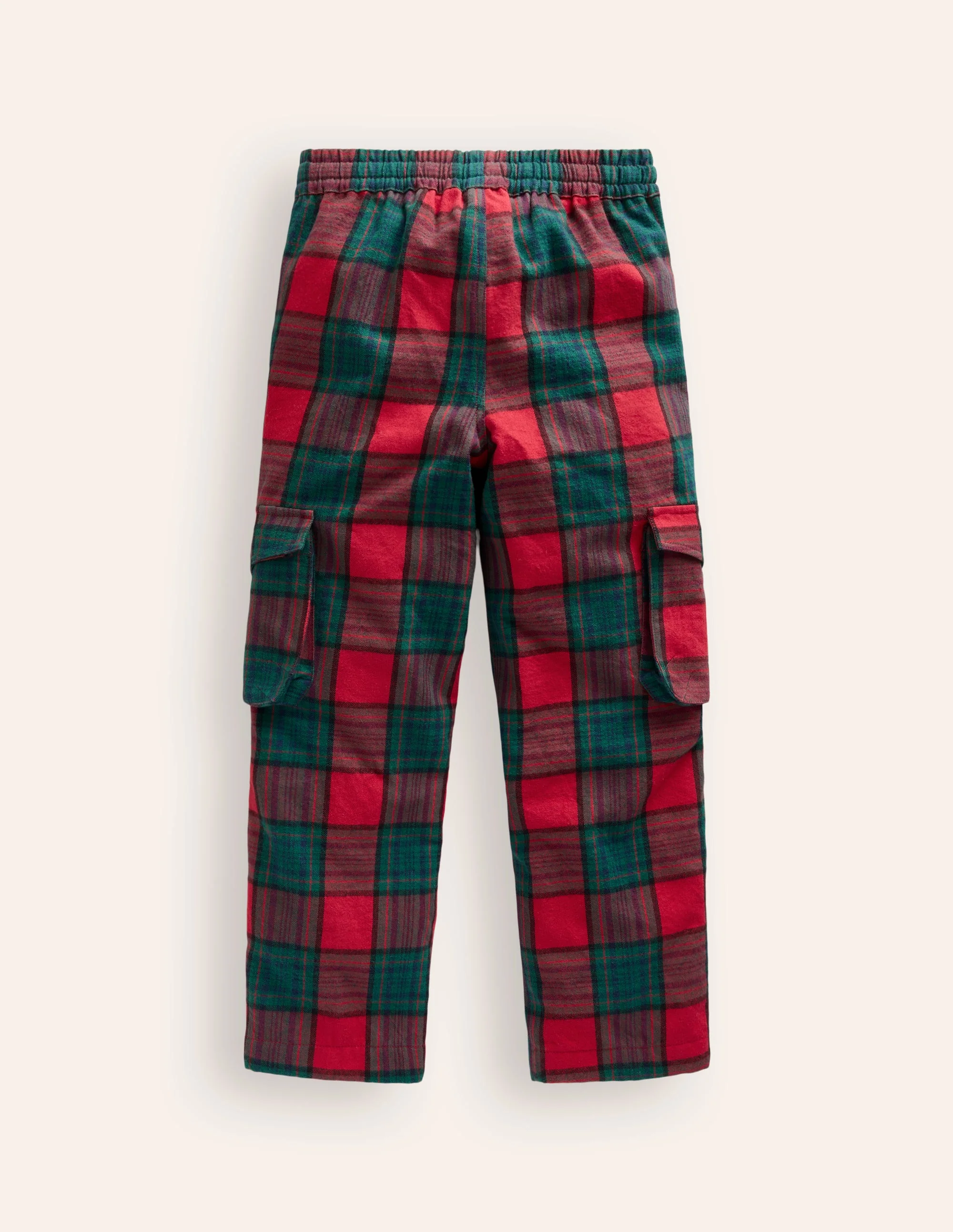 Kuschelige, gefütterte Cargohose-Rot/Grün Kariert - Image 2