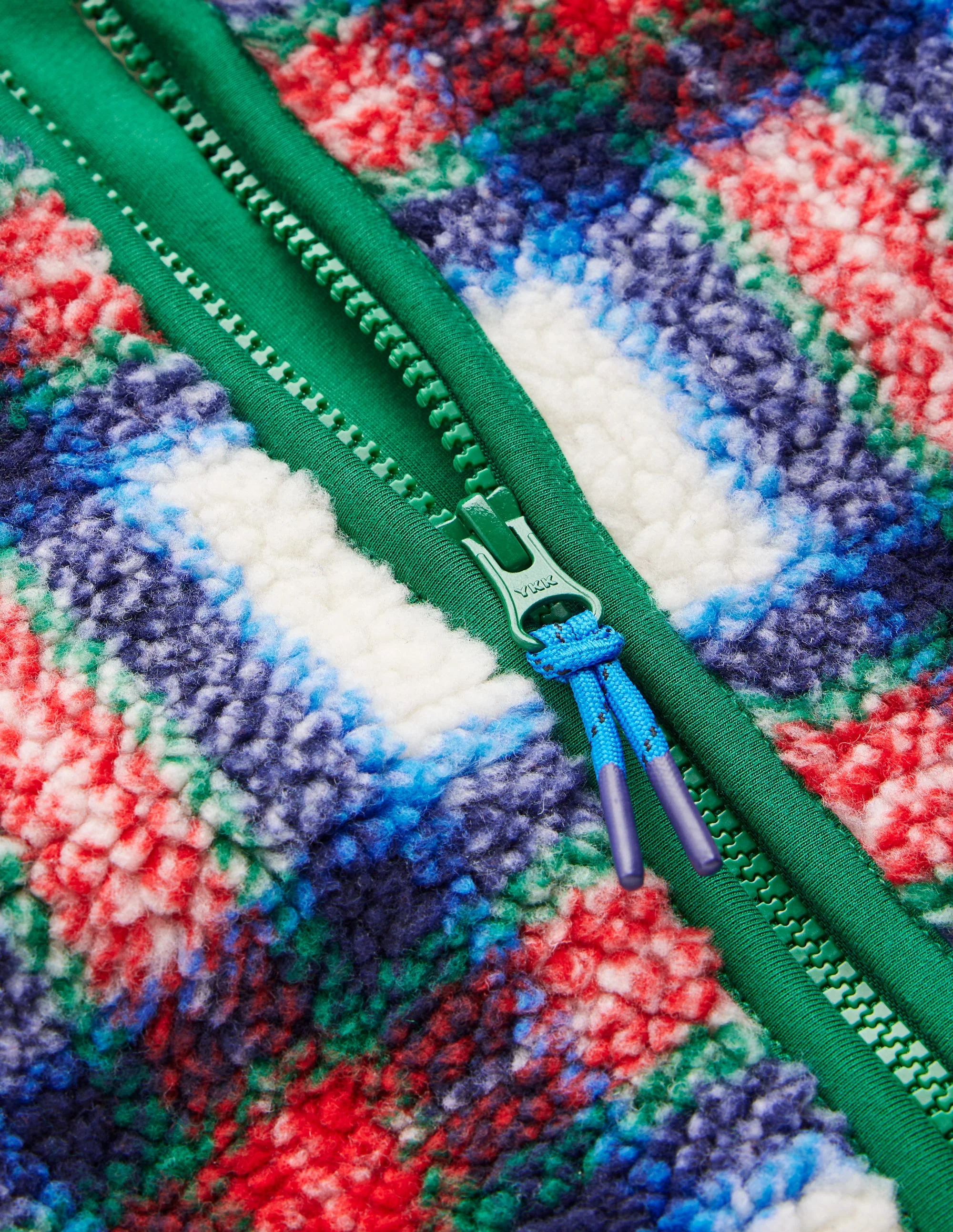 Kuschelige Teddyfell-Jacke-Naturweiß, Blau und Rot Kariert - Image 3