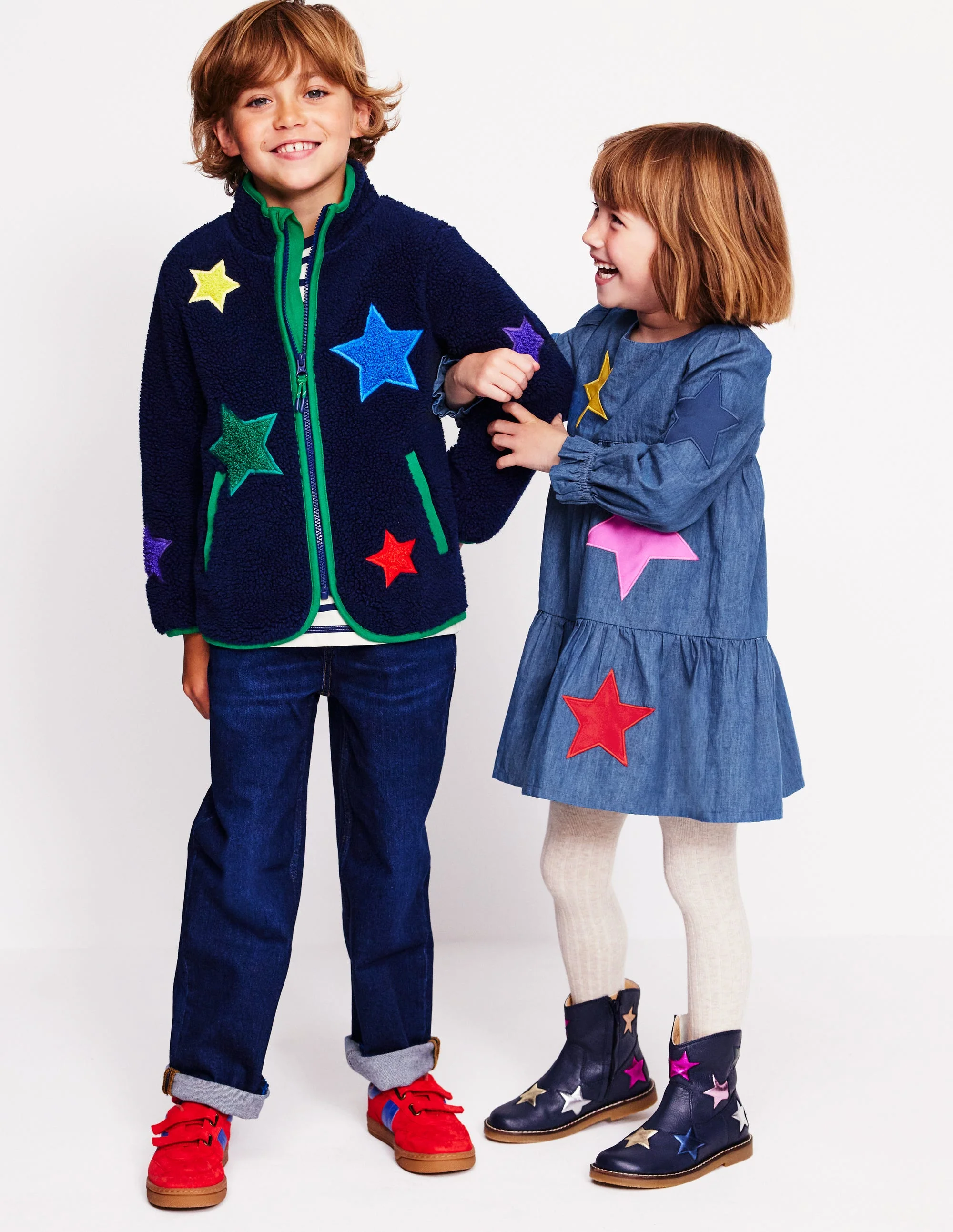 Kuschelige Teddyfell-Jacke-Schuluniform-Marineblau Stern - Image 11