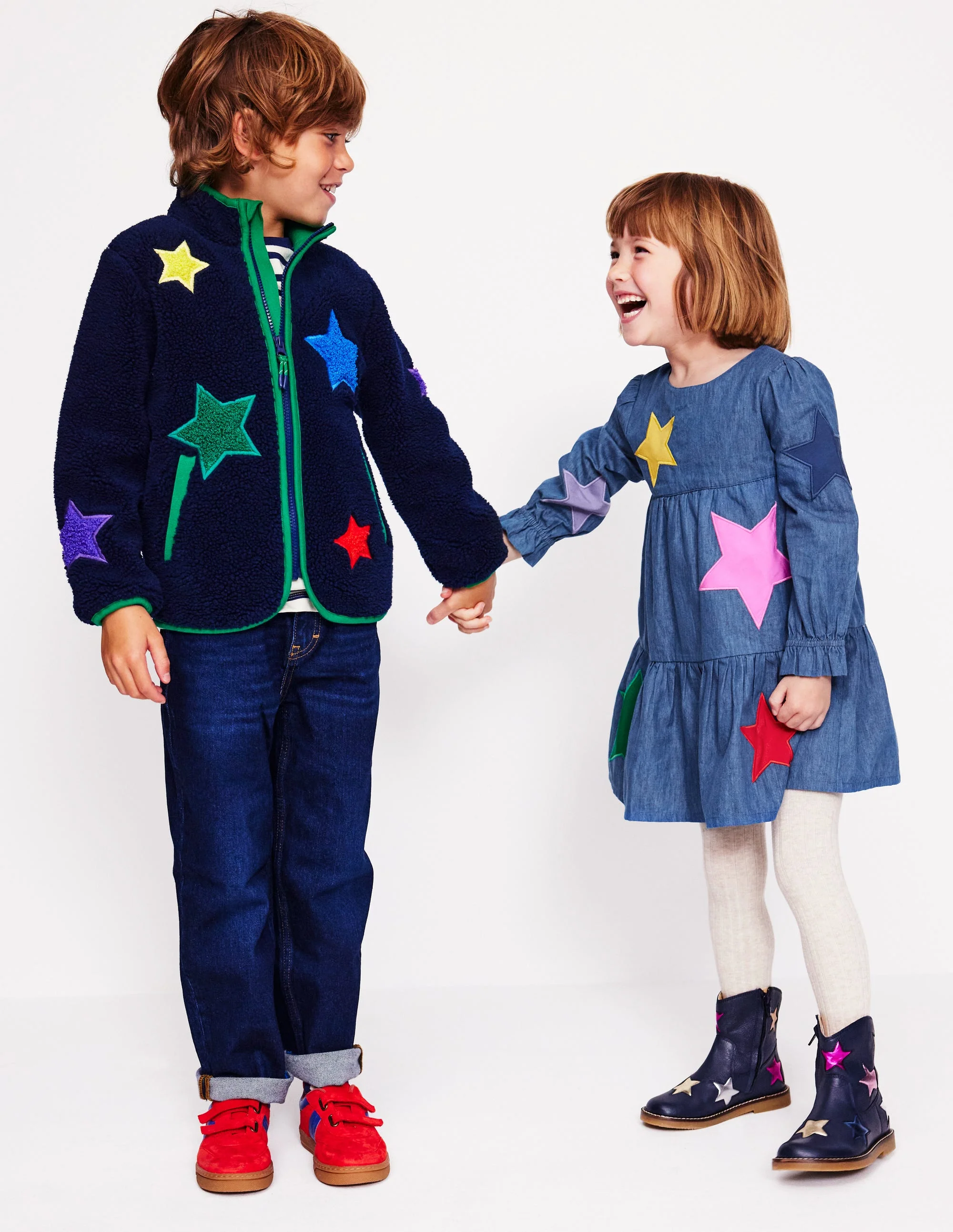 Kuschelige Teddyfell-Jacke-Schuluniform-Marineblau Stern - Image 12