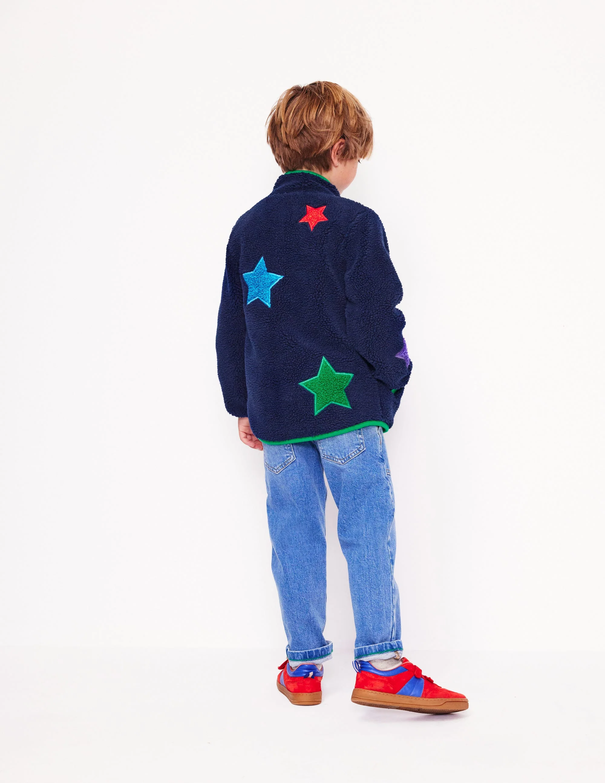 Kuschelige Teddyfell-Jacke-Schuluniform-Marineblau Stern - Image 2