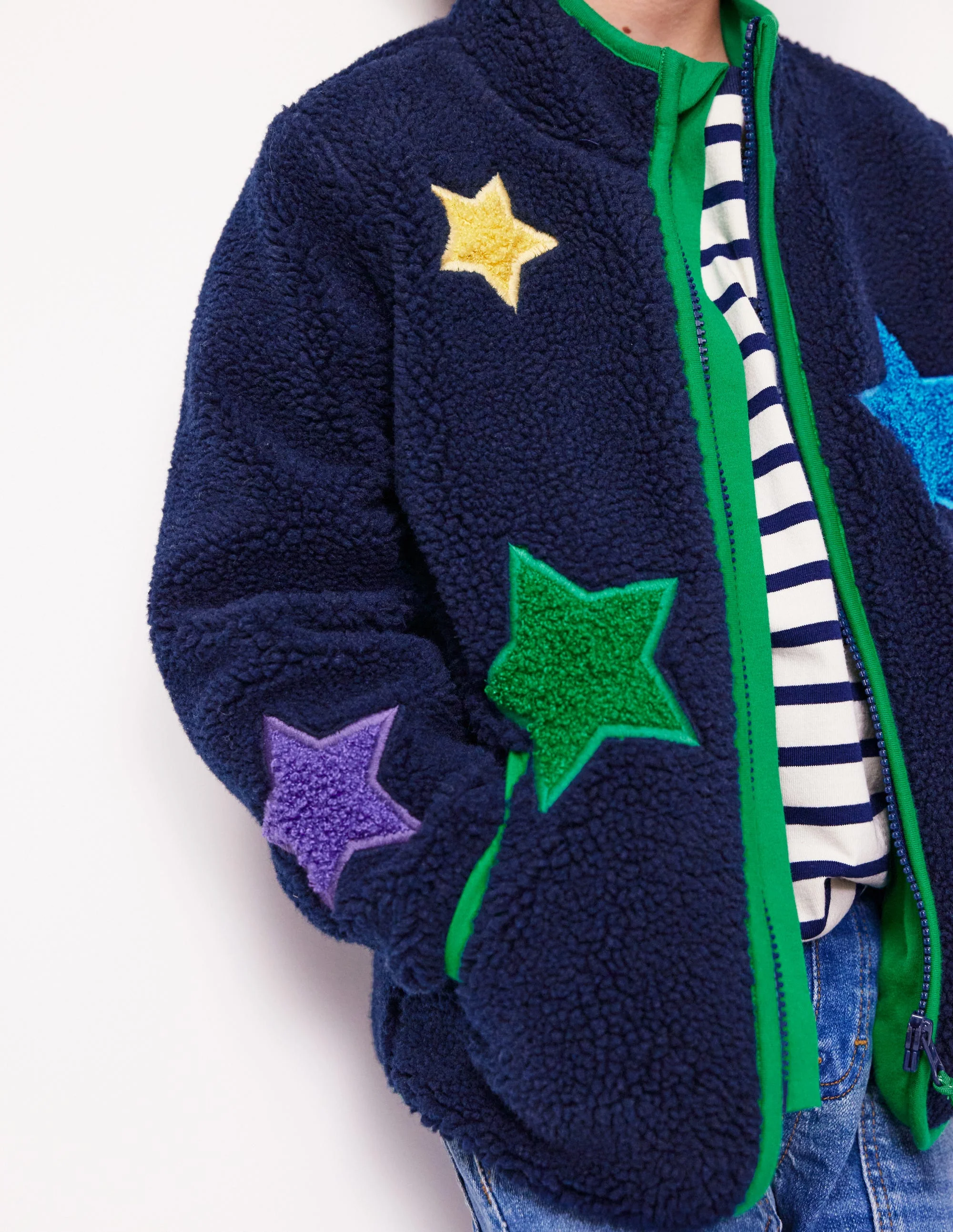Kuschelige Teddyfell-Jacke-Schuluniform-Marineblau Stern - Image 3