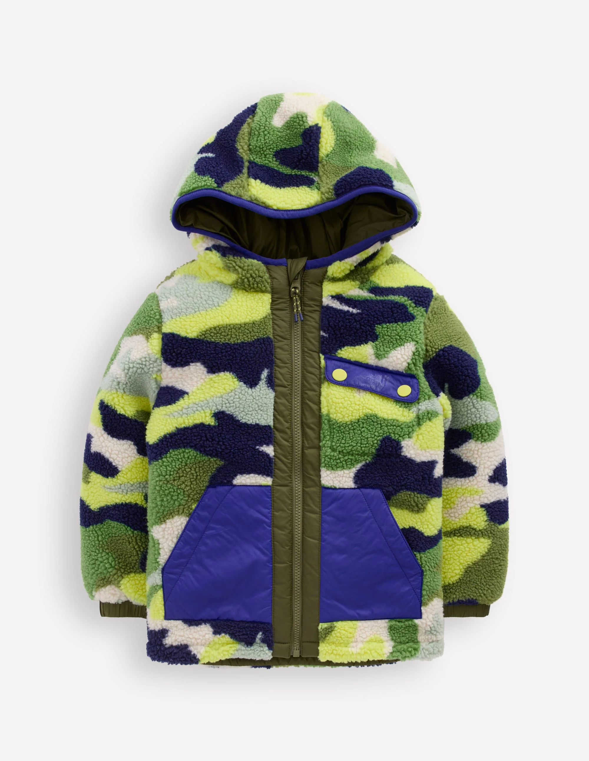 Kuschelige Teddyfelljacke zum Wenden-Grün, Camouflage - Image 4