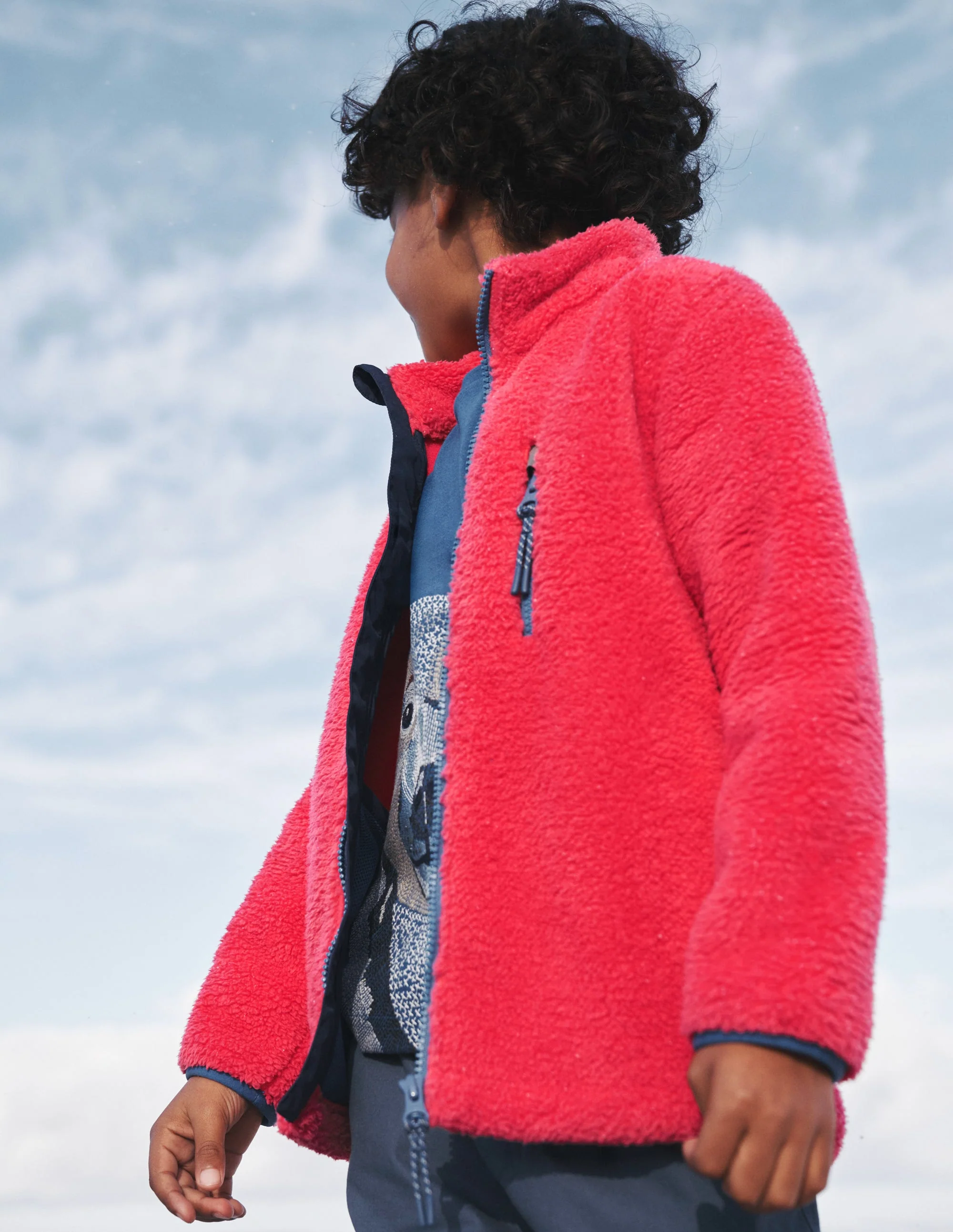 Kuschelige, winddichte Fleecejacke-Marmeladenrot - Image 5