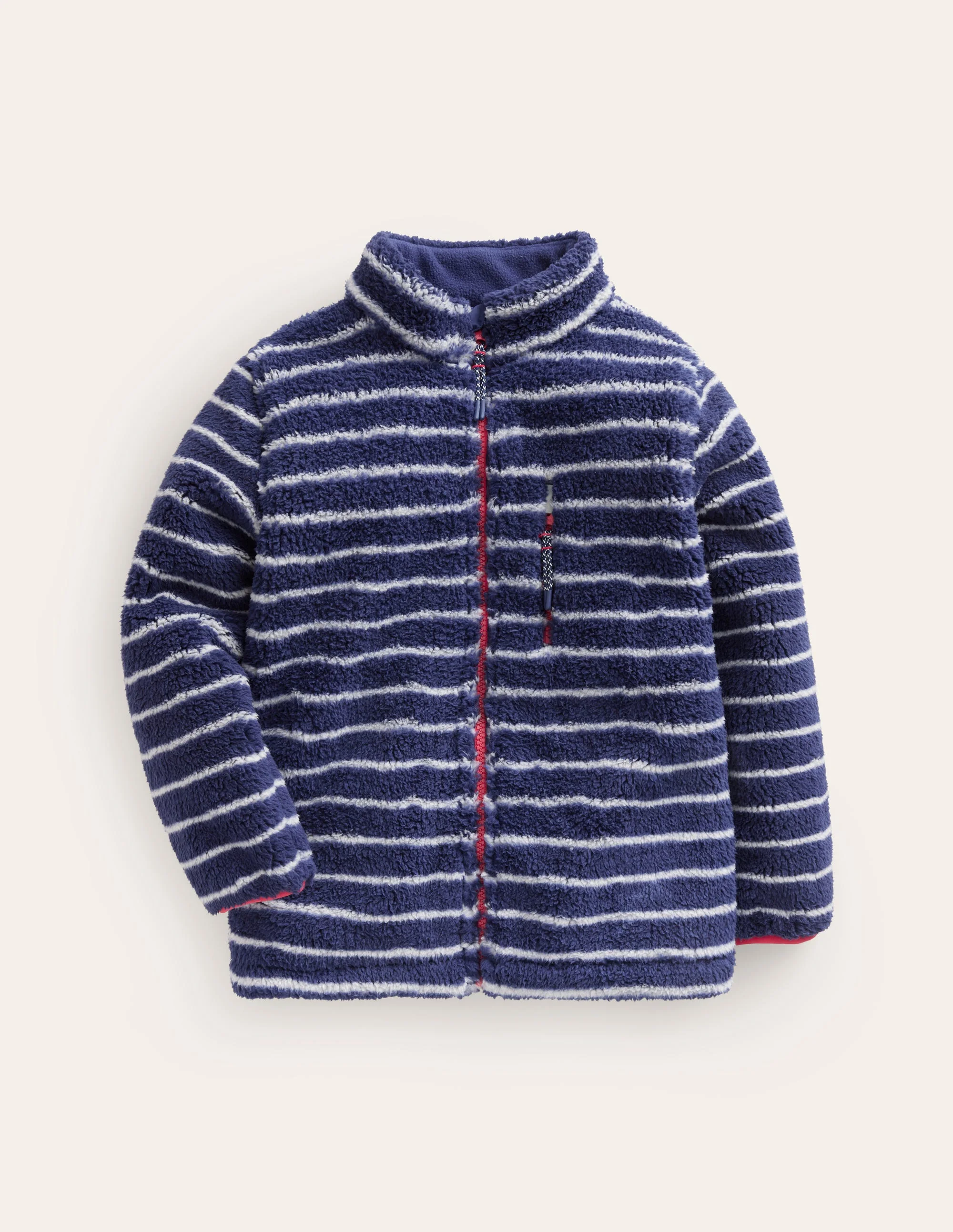 Kuschelige, winddichte Fleecejacke-Schuluniform-Marineblau / Naturweiß Streifen
