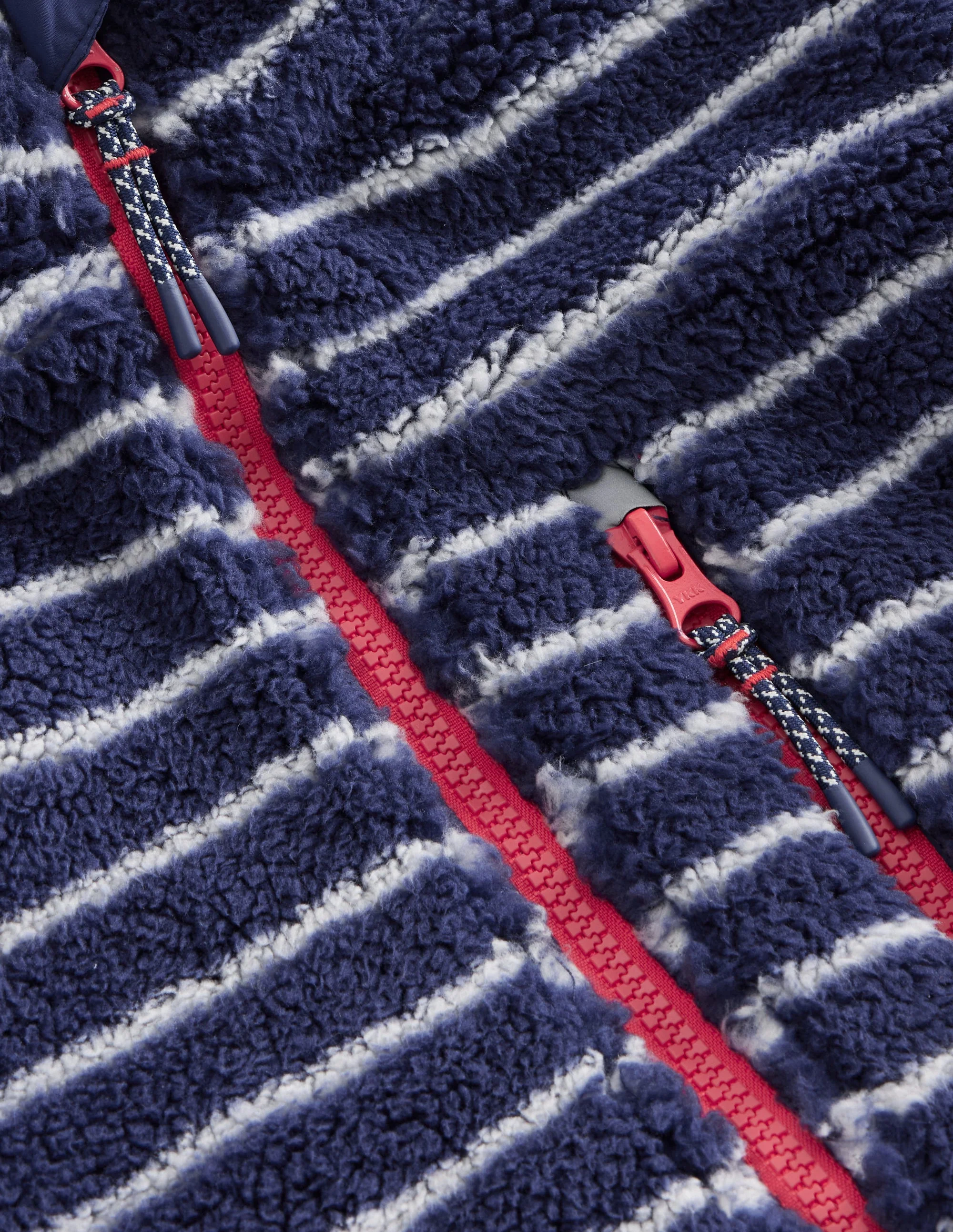 Kuschelige, winddichte Fleecejacke-Schuluniform-Marineblau / Naturweiß Streifen - Image 3