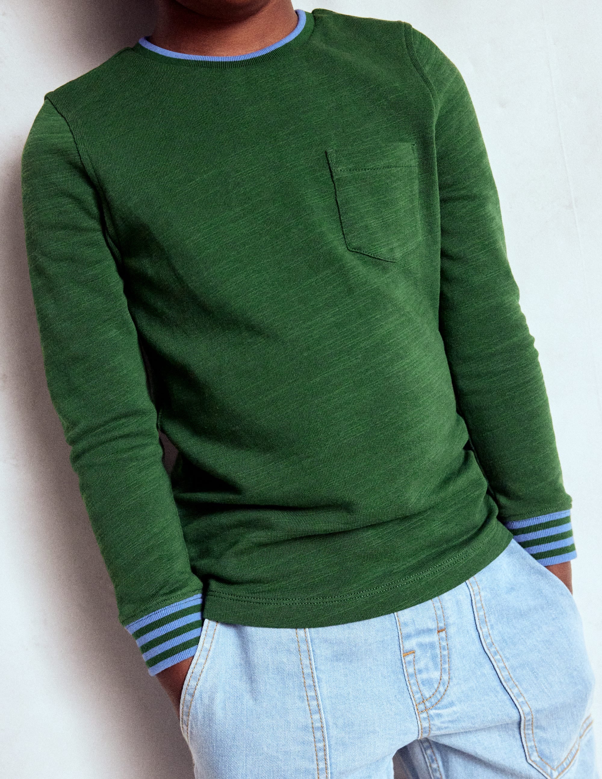 Kuscheliges, mittelschweres Langarmshirt-Kieferngrün - Image 3