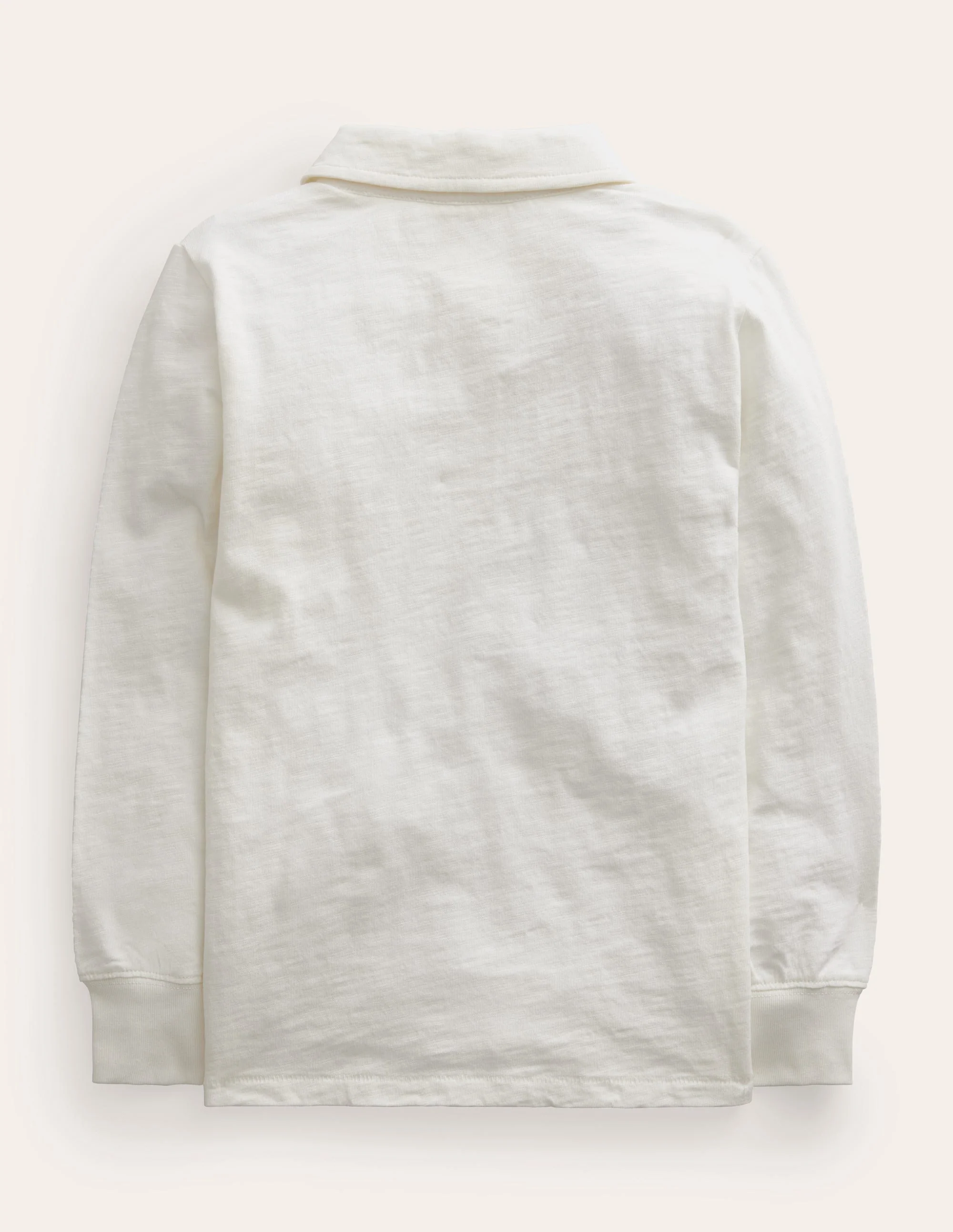 Langärmliges Flammgarn-Poloshirt-Naturweiß - Image 2