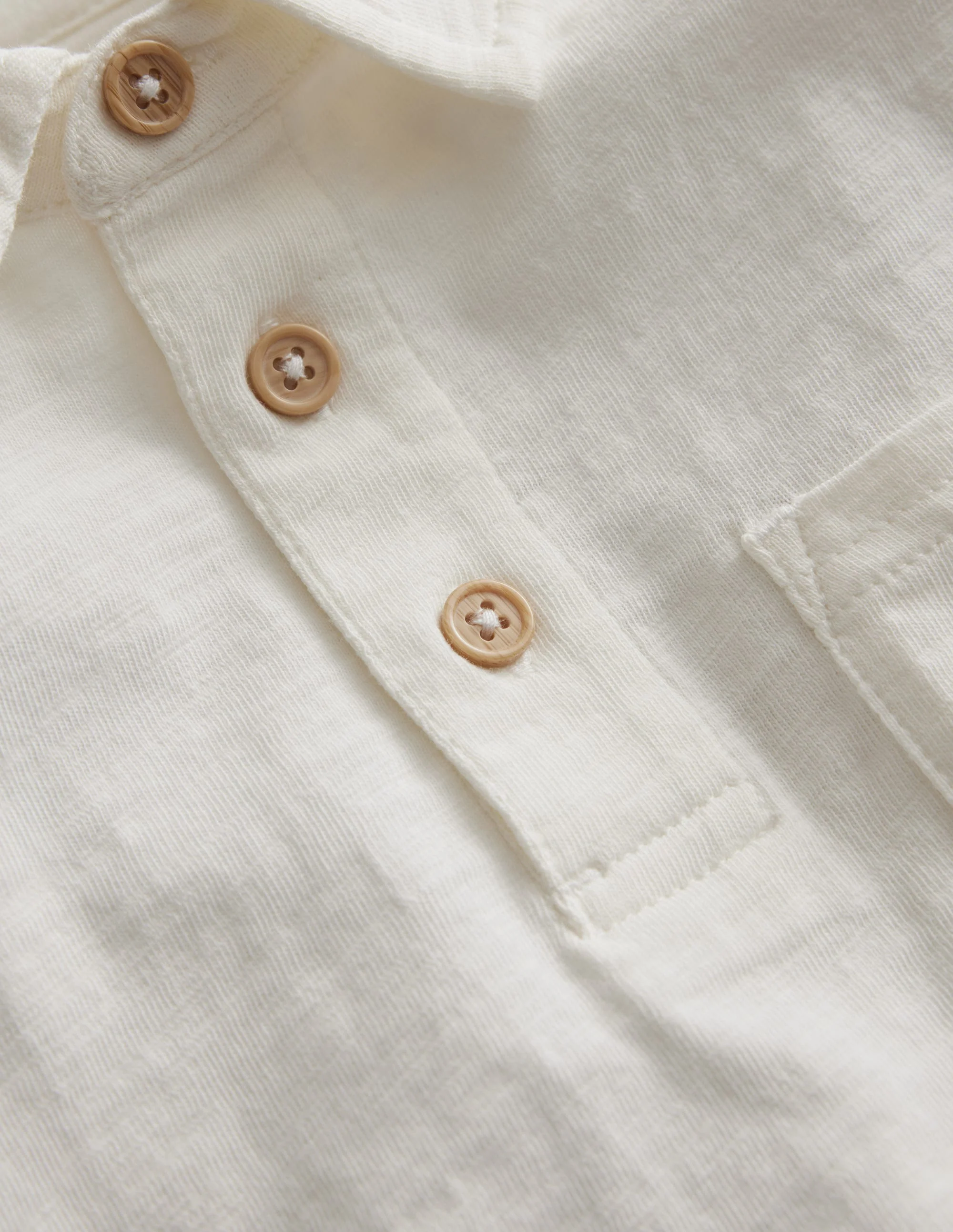 Langärmliges Flammgarn-Poloshirt-Naturweiß - Image 3
