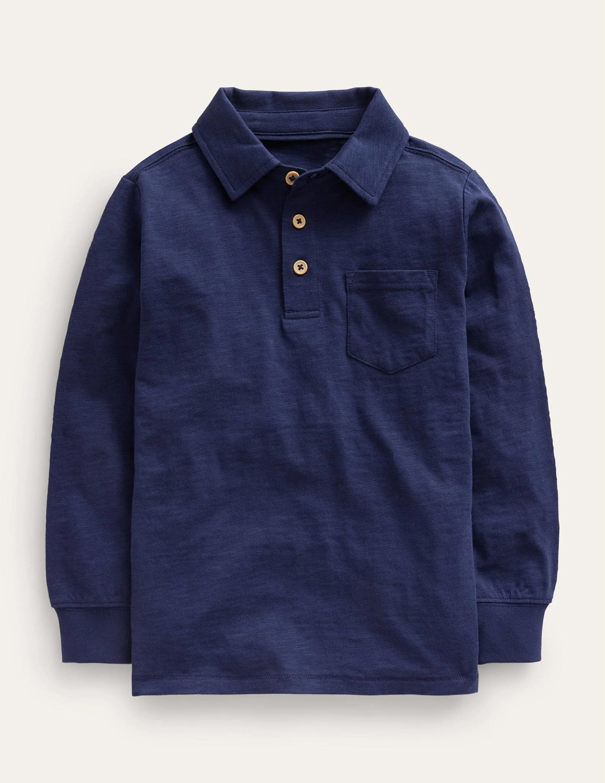 Langärmliges Flammgarn-Poloshirt-Schuluniform-Marineblau