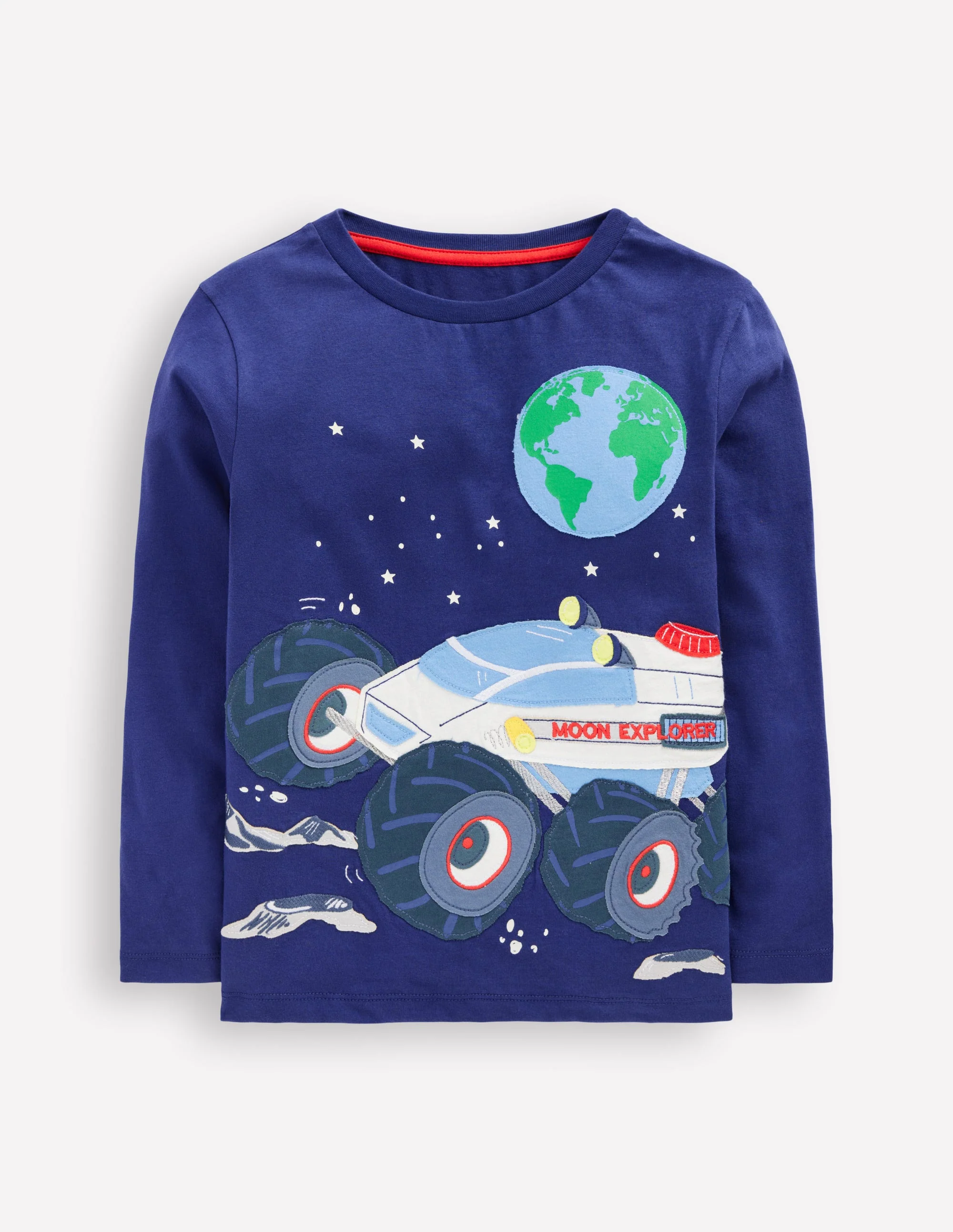 Langärmliges Oberteil mit Applikation-Dämmerungsblau Moon Explorer