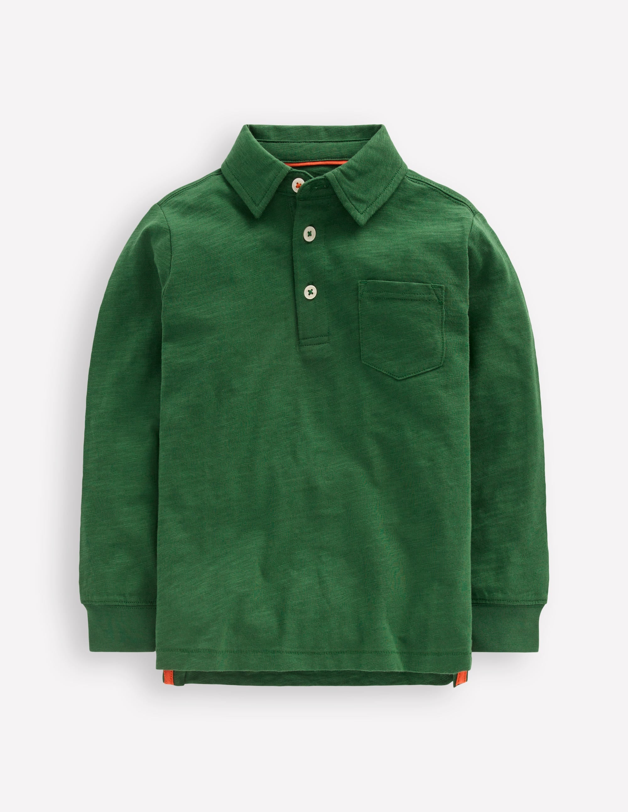 Langärmliges Poloshirt aus Flammgarn-Kieferngrün