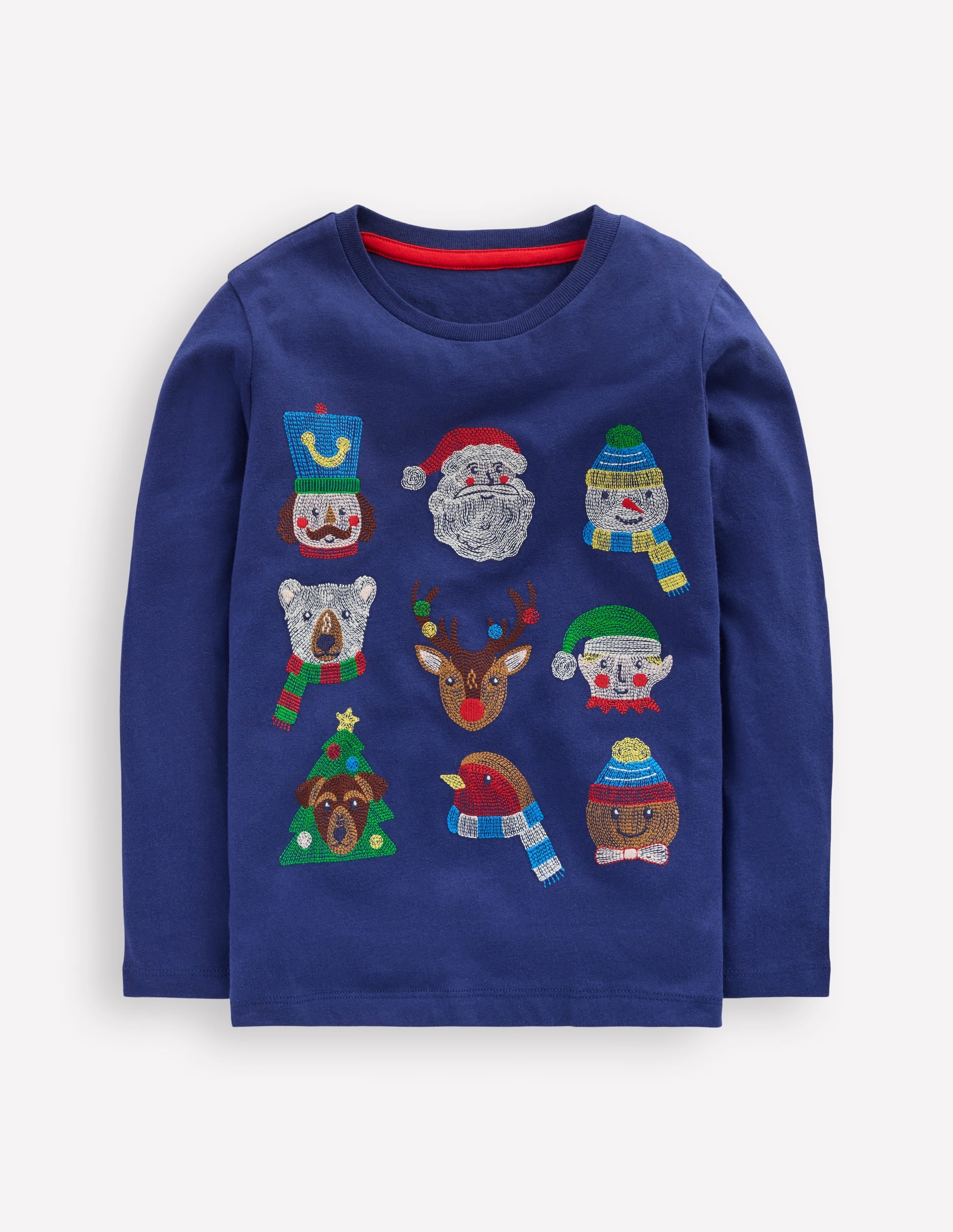 Langärmliges Superstitch-Oberteil-Dämmerungsblau Weihnachtliche Charaktere