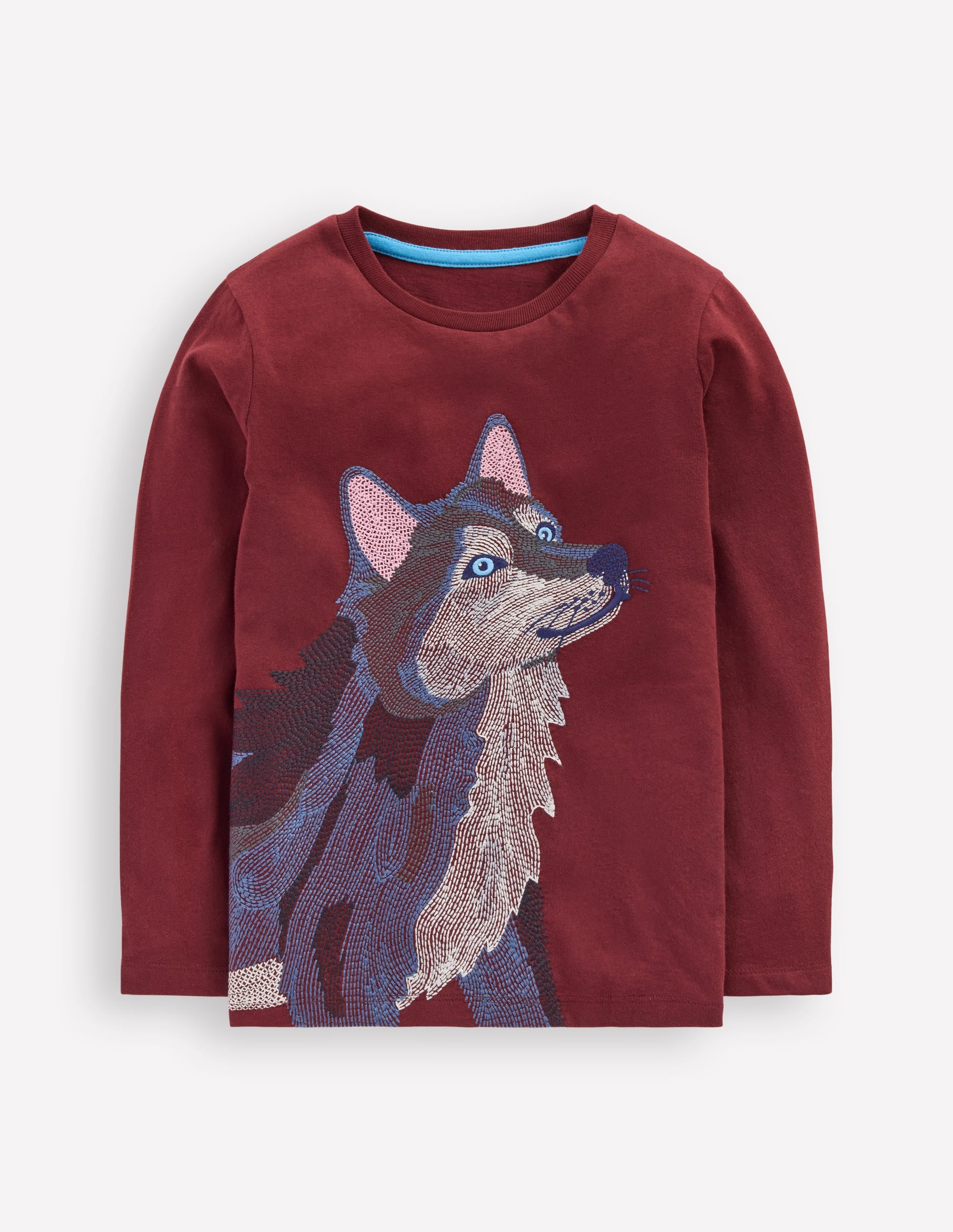 Langärmliges Superstitch-Oberteil-Portwein Wolf