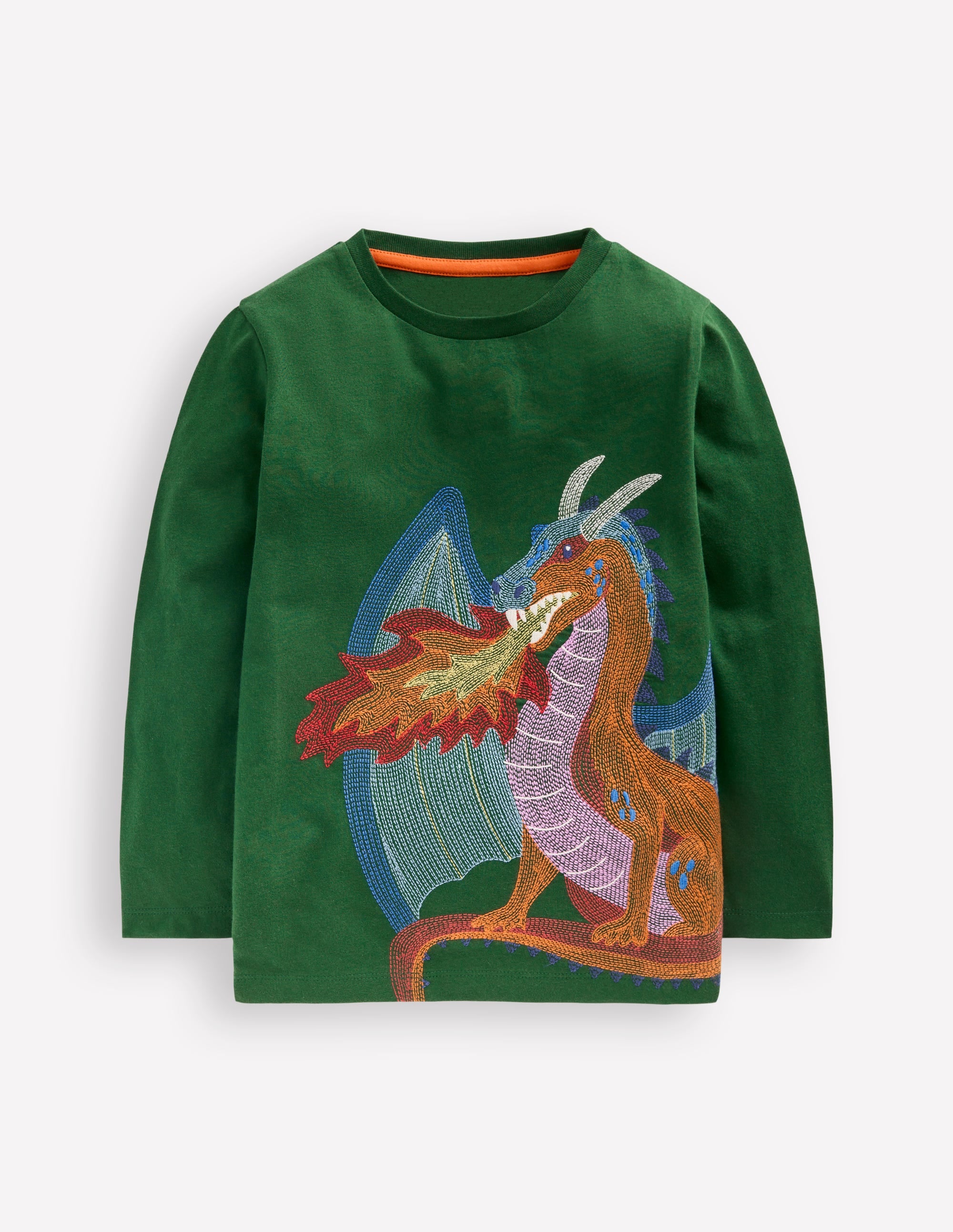 Langärmliges Superstitch-Oberteil-Schattiges Grün Drache