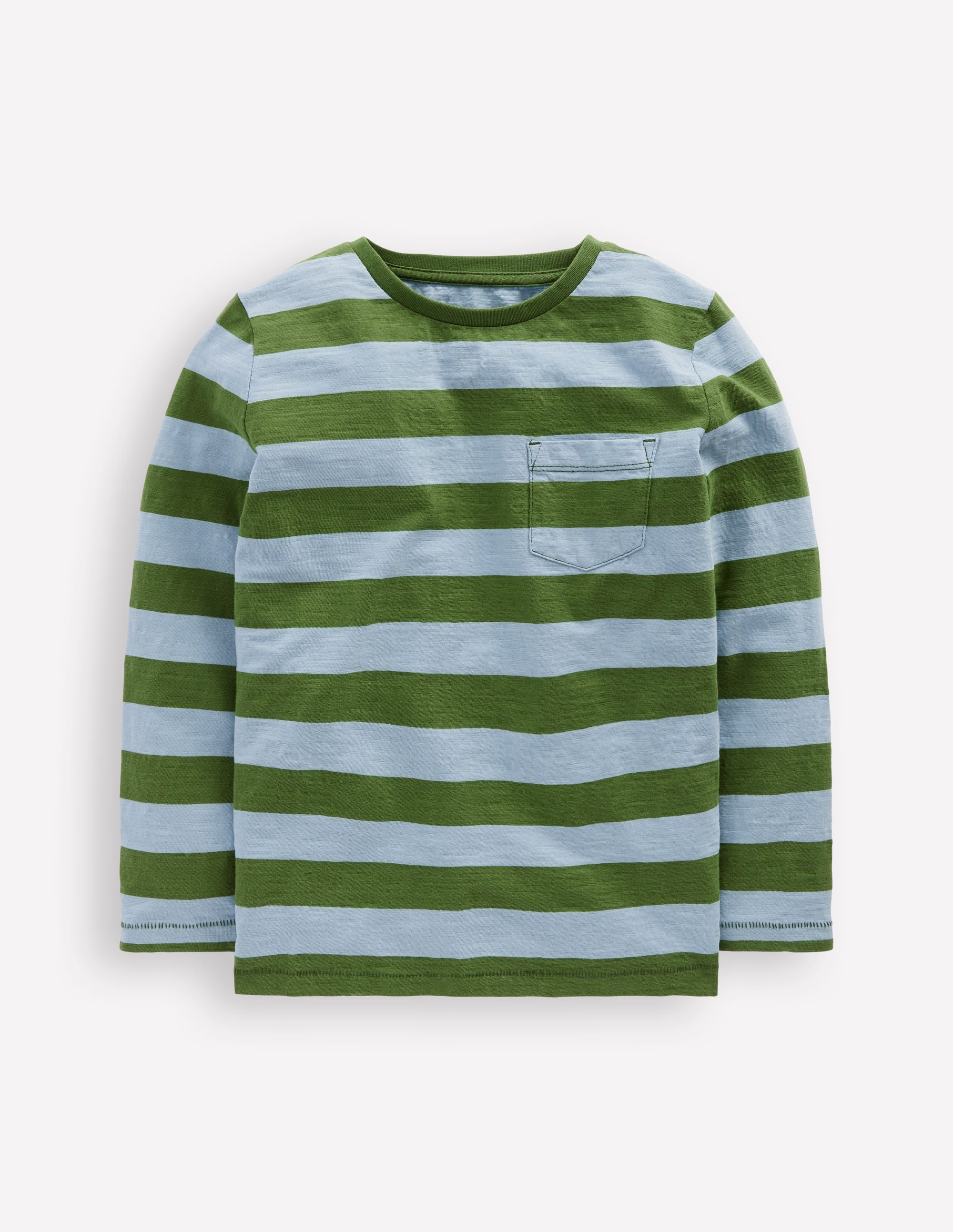 Langärmliges T-Shirt für den Alltag-Gletscherblau/Brokkoligrün