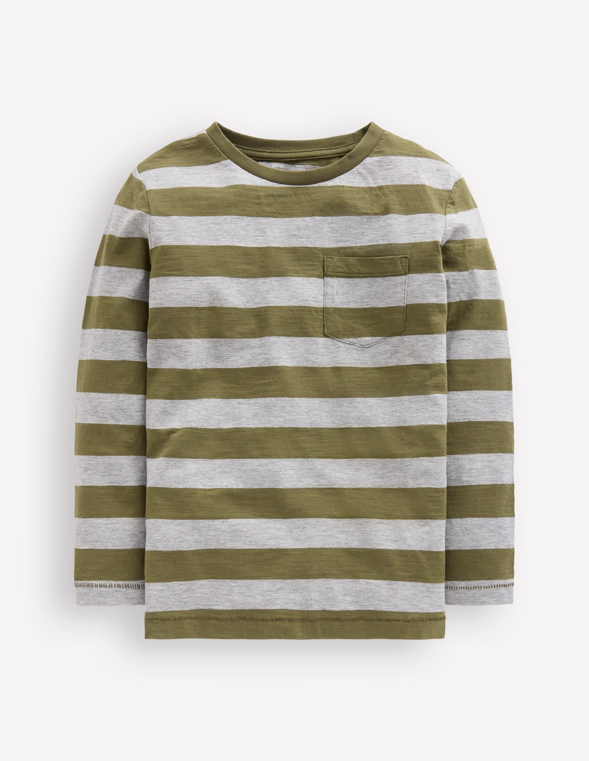 Langärmliges T-Shirt für den Alltag-Waldgrün/Grau meliert