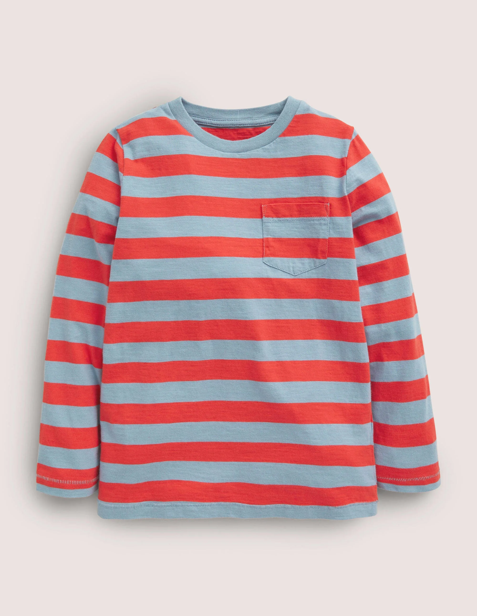 Langärmliges T-Shirt in gewaschener Optik-Blau/Rot