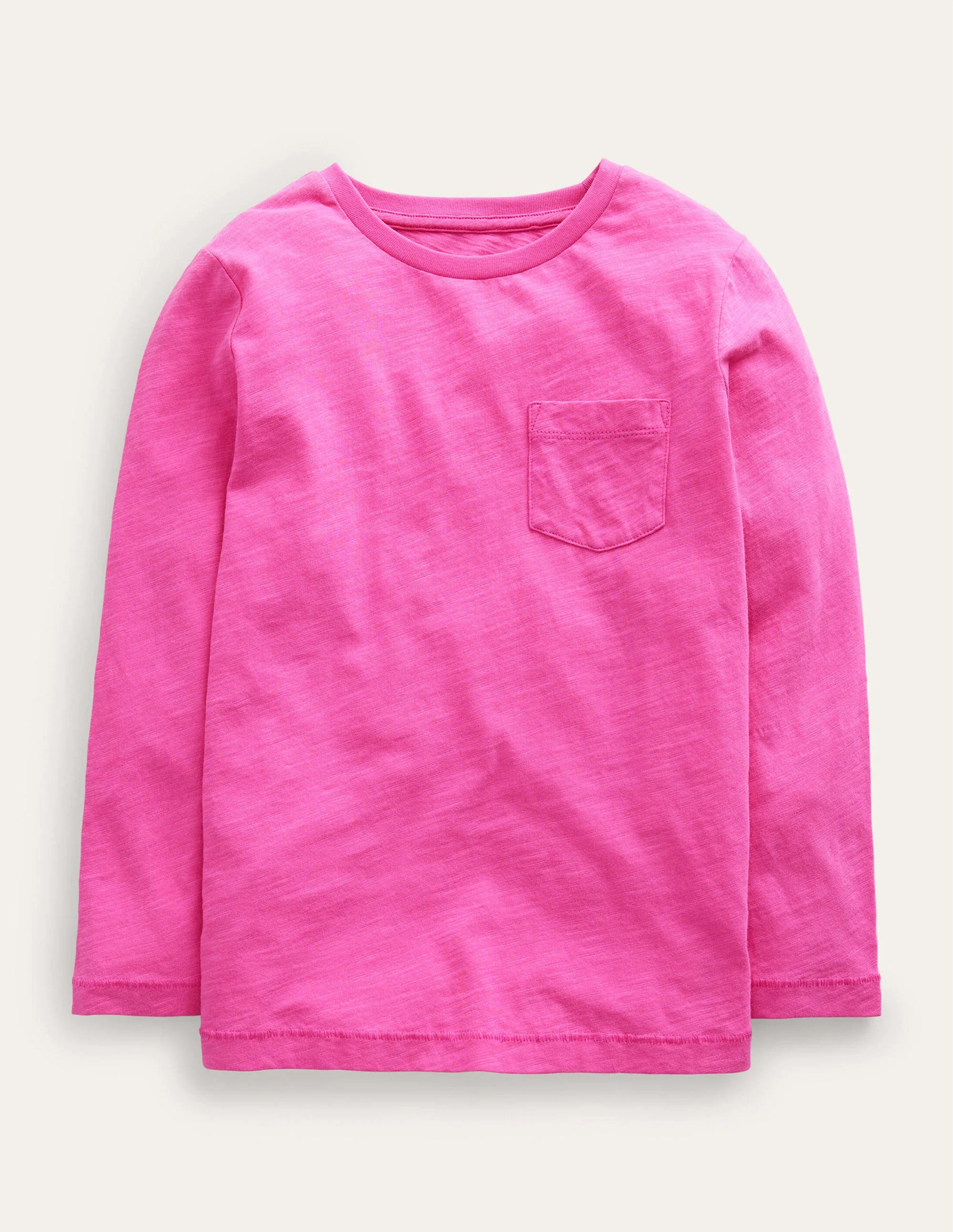 Langärmliges T-Shirt in gewaschener Optik-Knalliges Pink