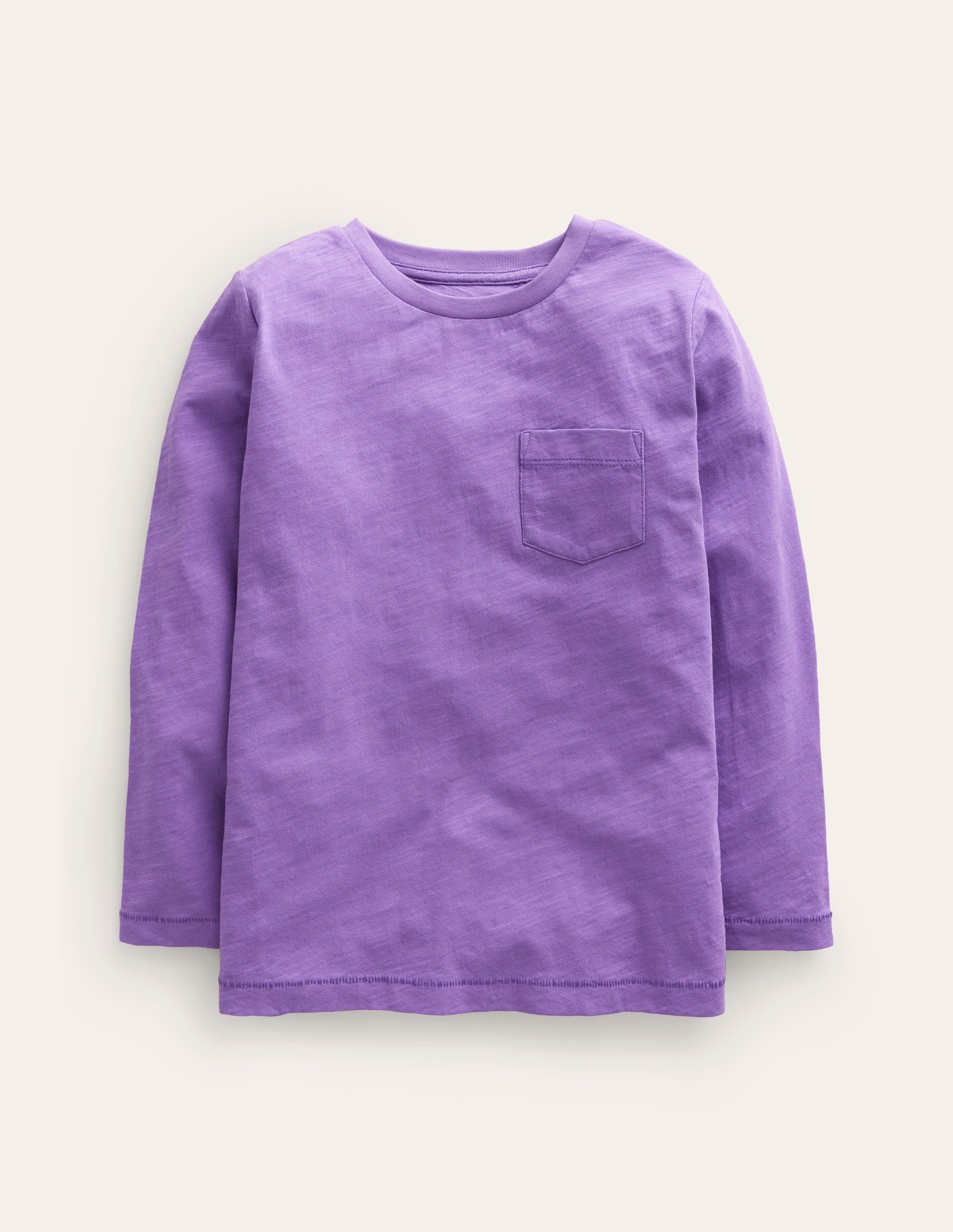 Langärmliges T-Shirt in gewaschener Optik-Krokus-Violett