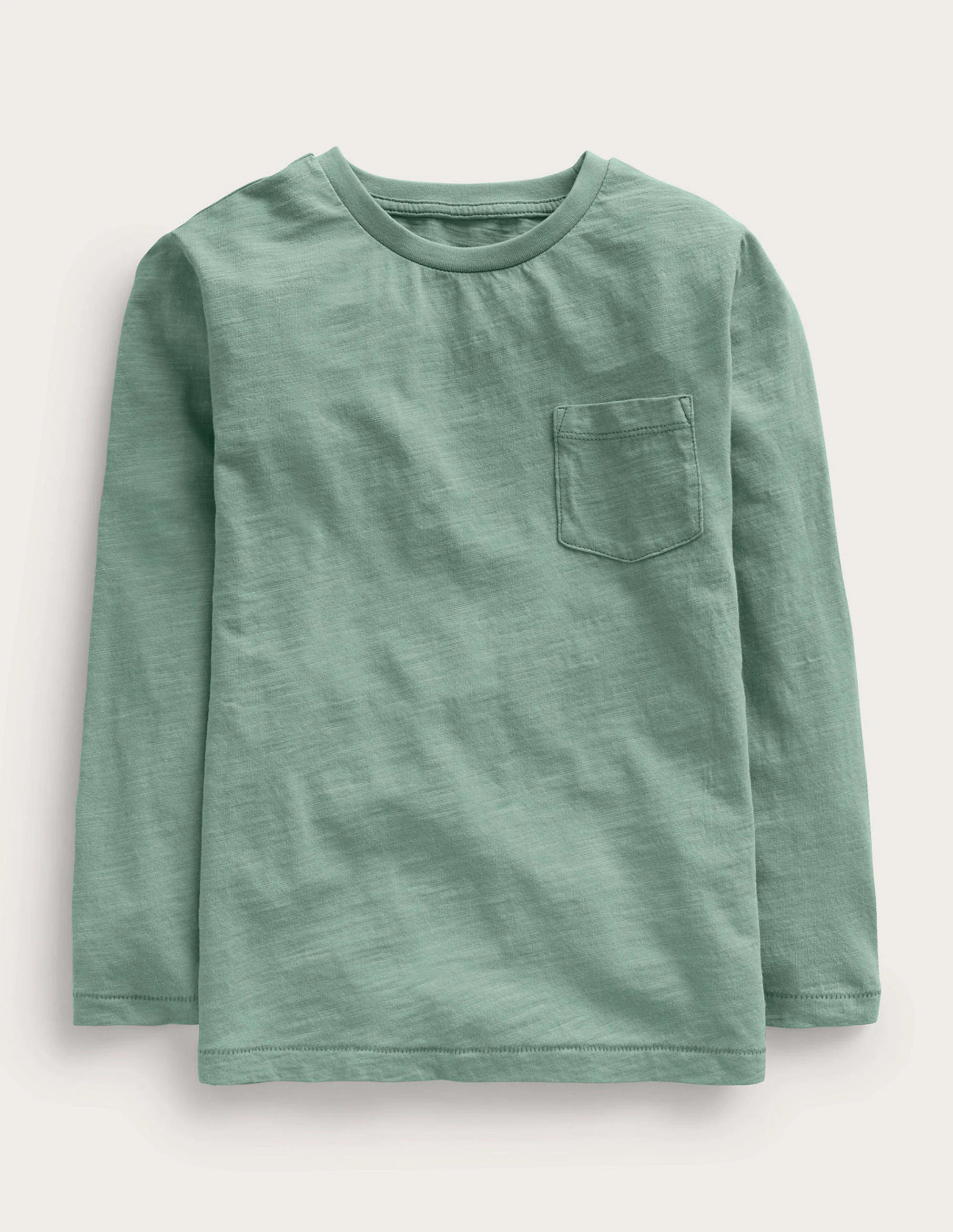 Langärmliges T-Shirt in gewaschener Optik-Rauchgrün