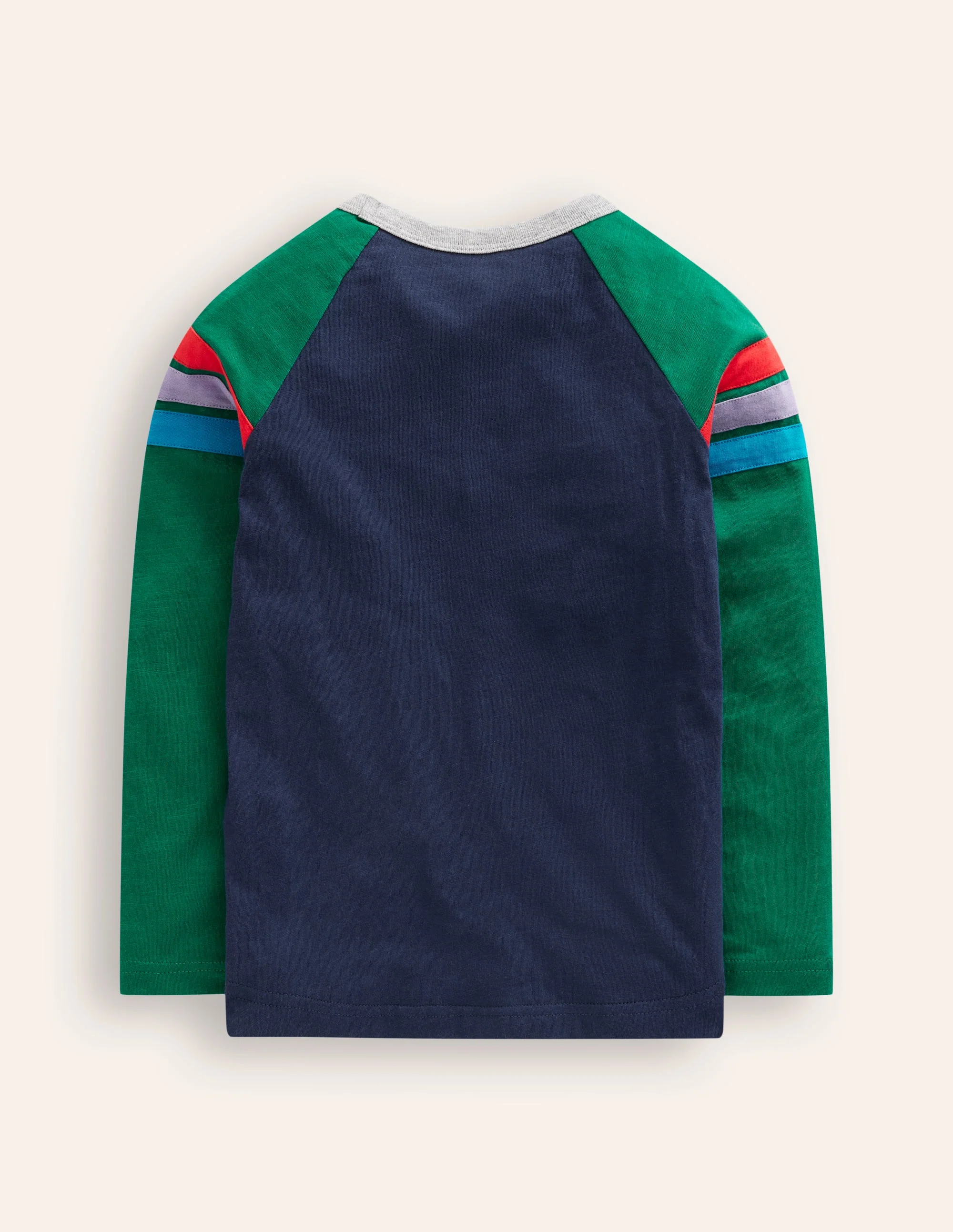 Langärmliges T-Shirt mit Raglanärmeln-Juwelgrün/ Marineblau - Image 2