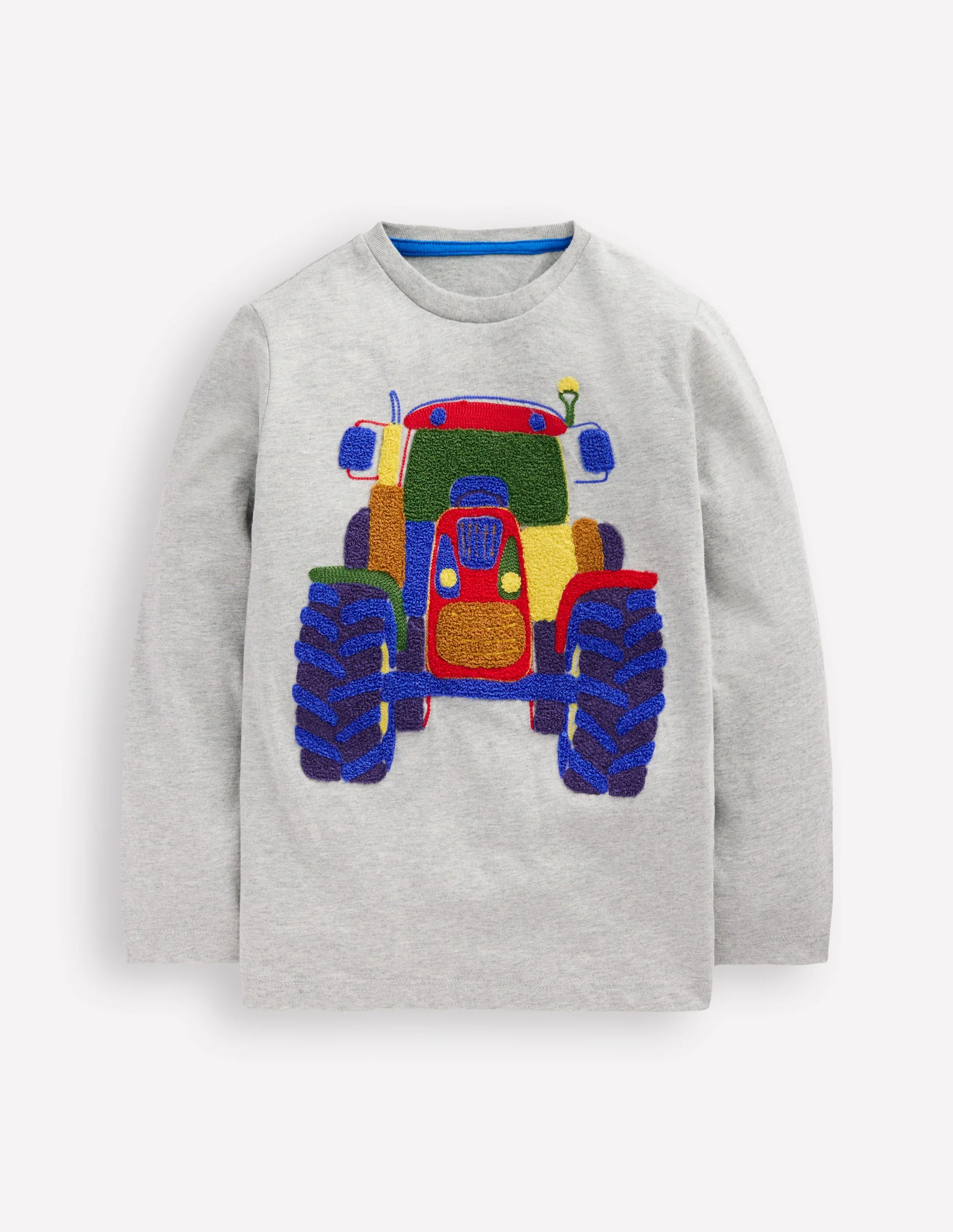 Langarmshirt aus Bouclé-Grau Meliert, Traktor
