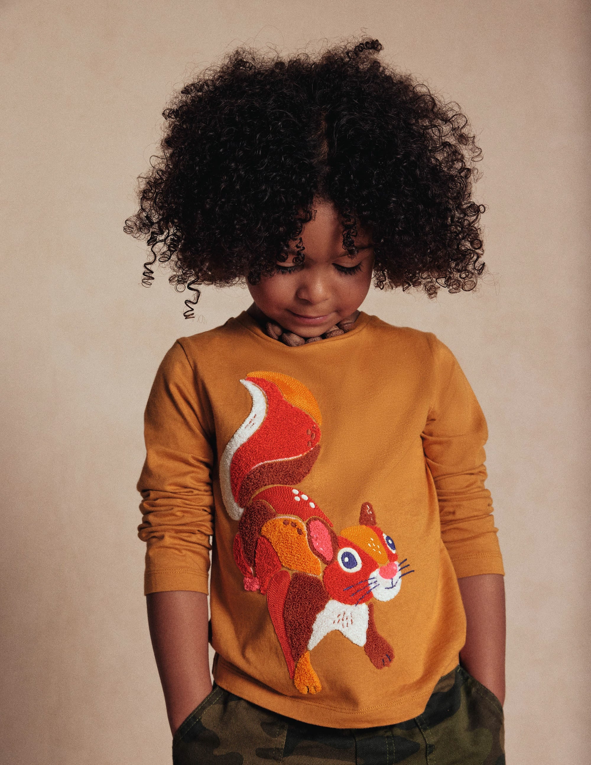 Langarmshirt aus Bouclé-Toffeebraun Eichhörnchen - Image 4