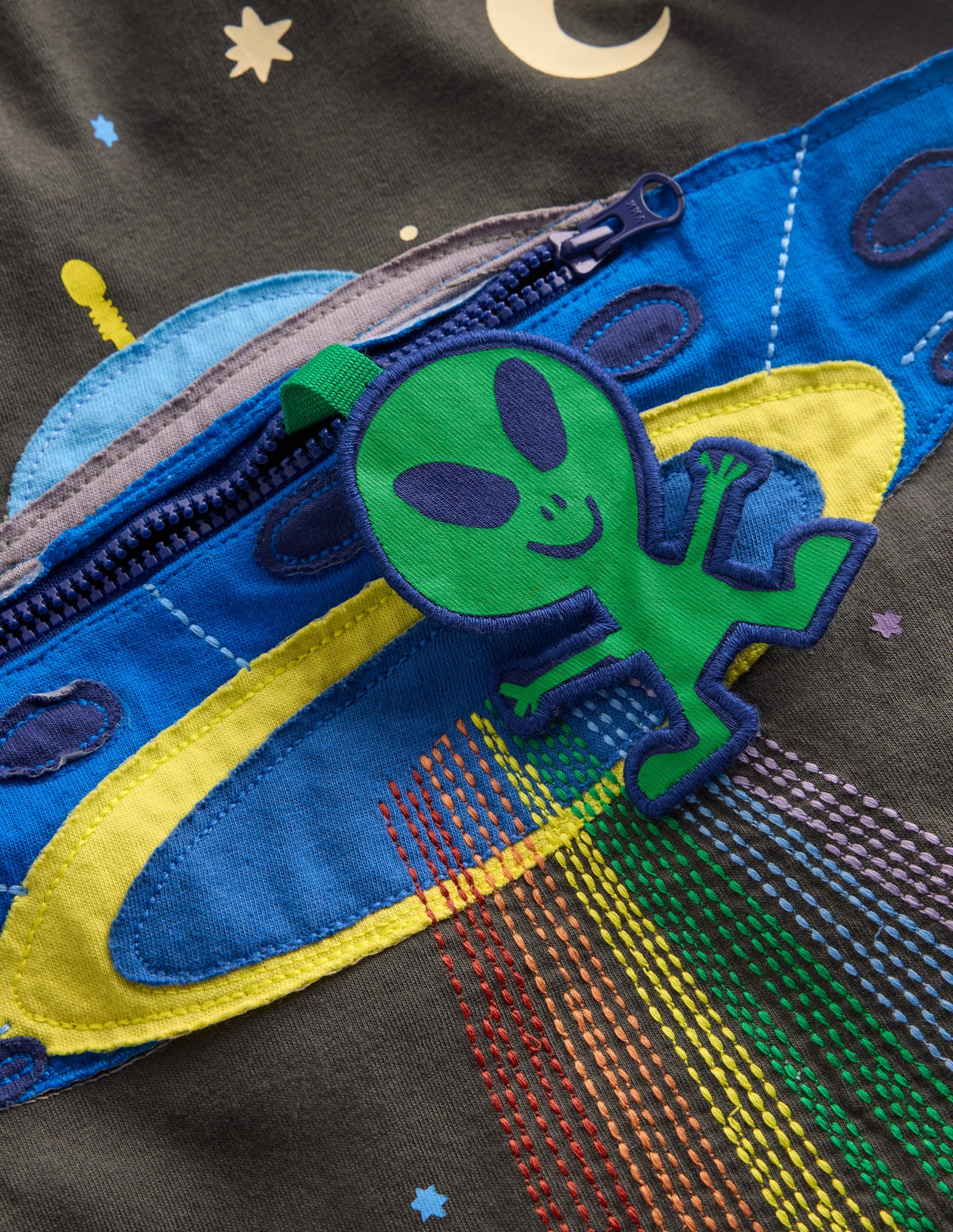 Langarmshirt mit Applikation und Reißverschlussdetail-Phantom UFO - Image 3