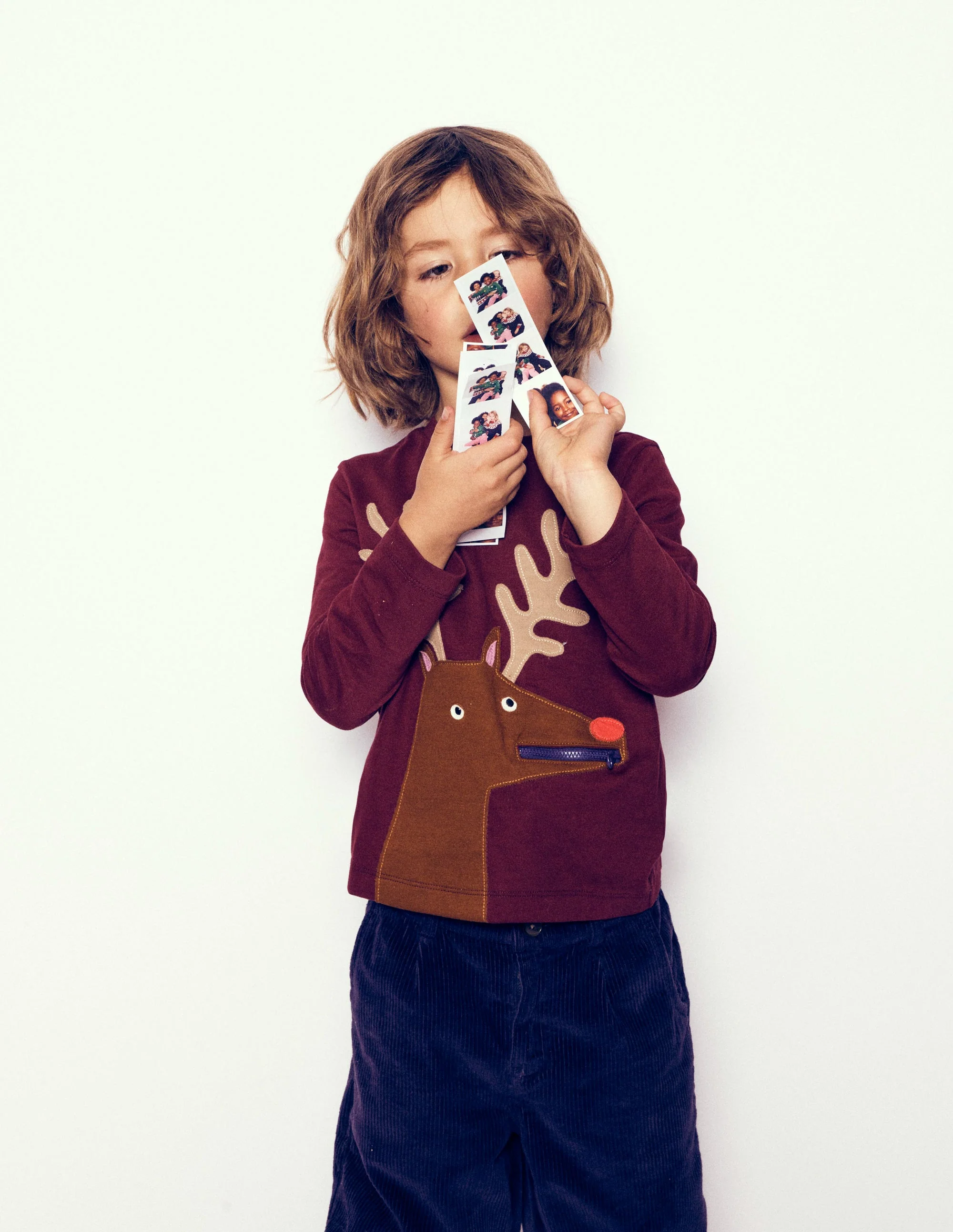 Langarmshirt mit Applikation und Reißverschlussdetail-Portwein Rentier - Image 4