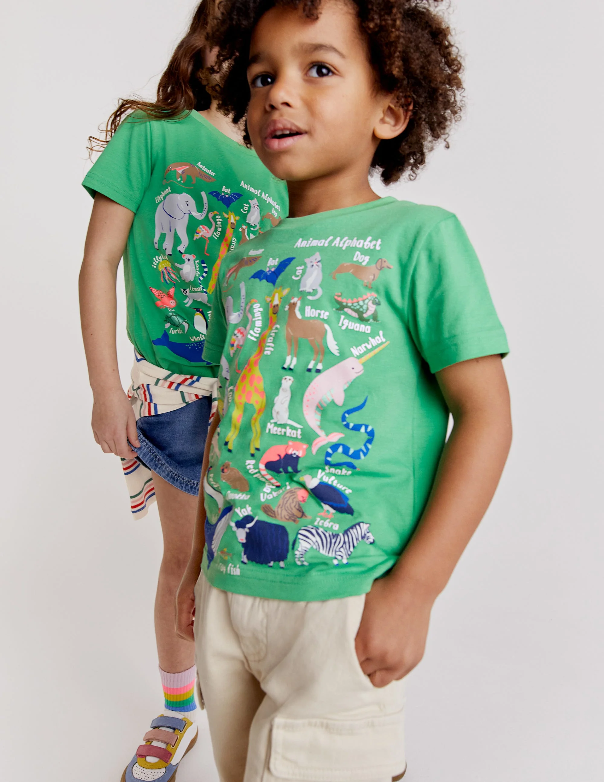Lehrreiches T-Shirt mit Tiermotiv-Aloe-Vera-Grün, Tieralphabet - Image 5