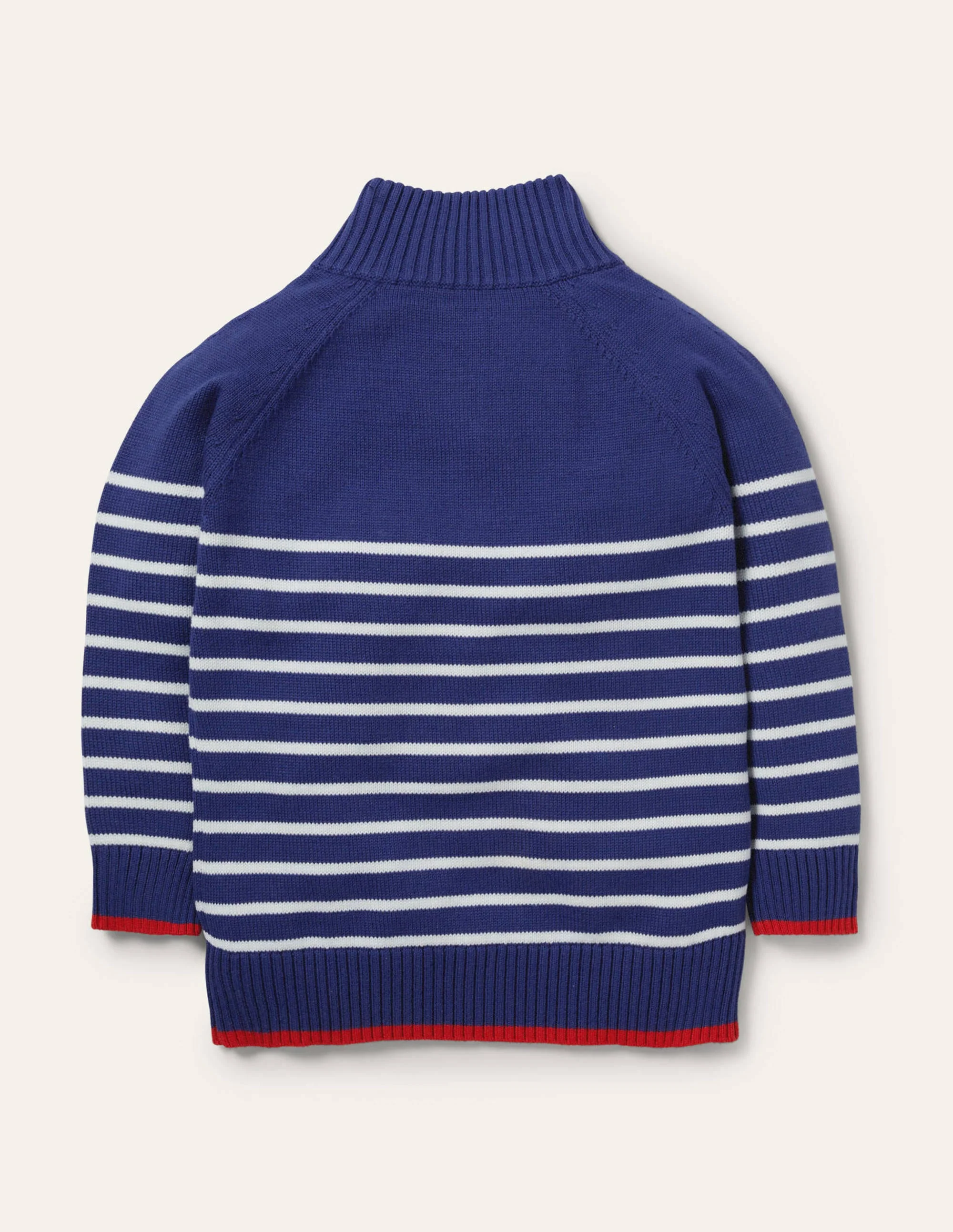 Leichter Pullover mit halbem Reißverschluss-Segelblau/Naturweiß - Image 2