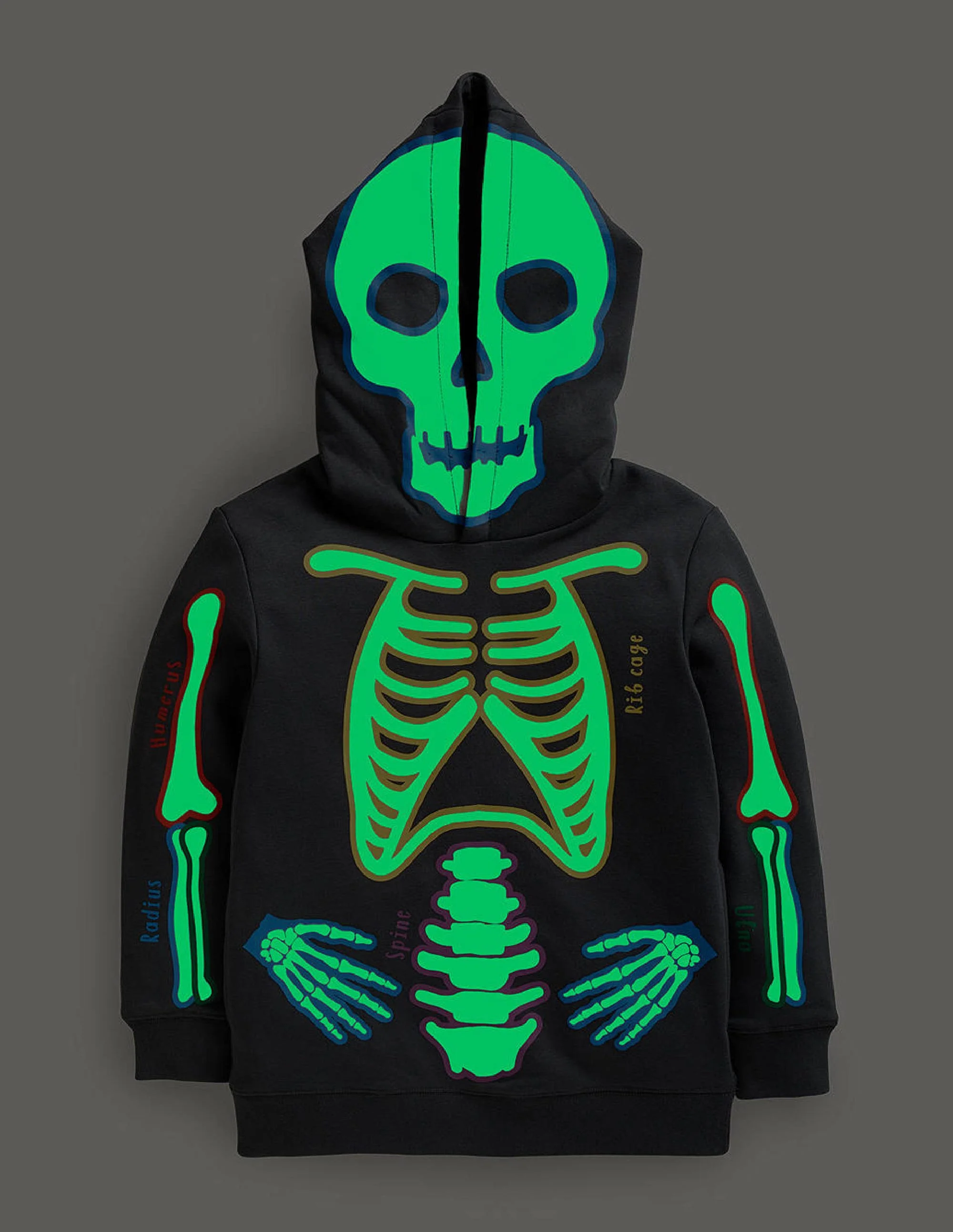 Leuchtender Halloween-Skelett-Kapuzenpulli-Rauchgrau Leuchtendes Skelett - Image 4