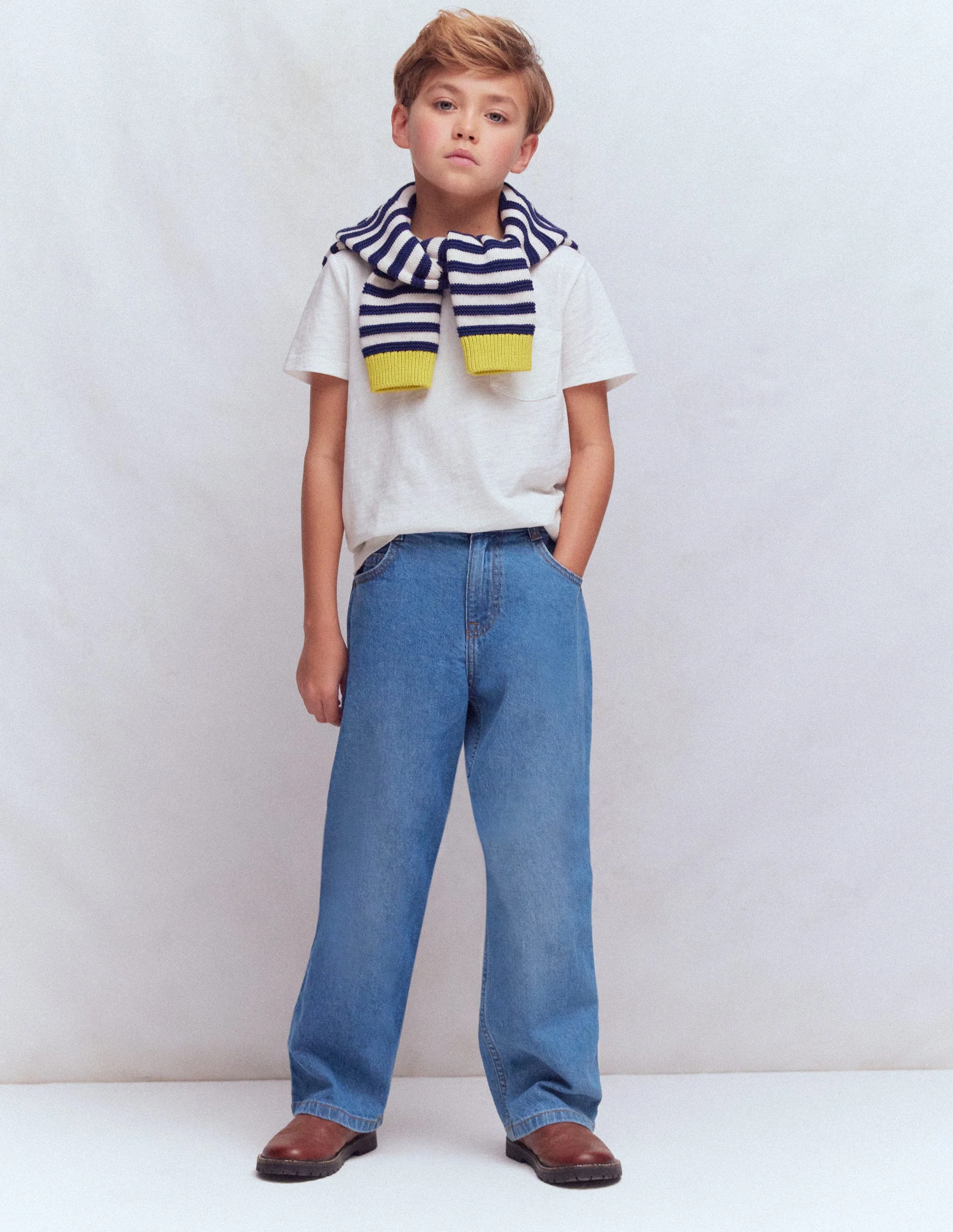 Lockere Jeanshose mit geradem Bein-MITTLERE WASCHUNG