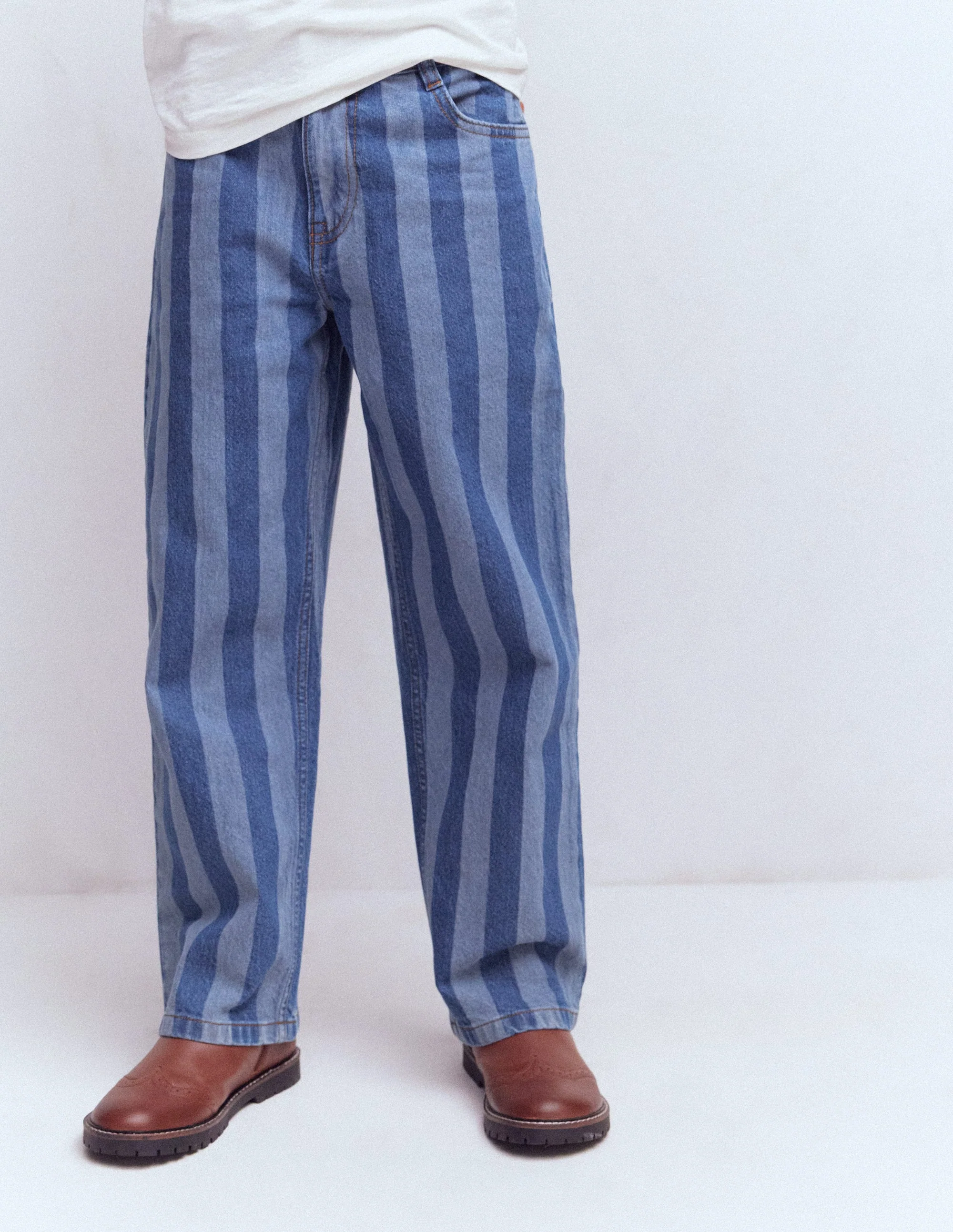 Lockere Jeanshose mit geradem Bein-Streifen Schatten - Image 2