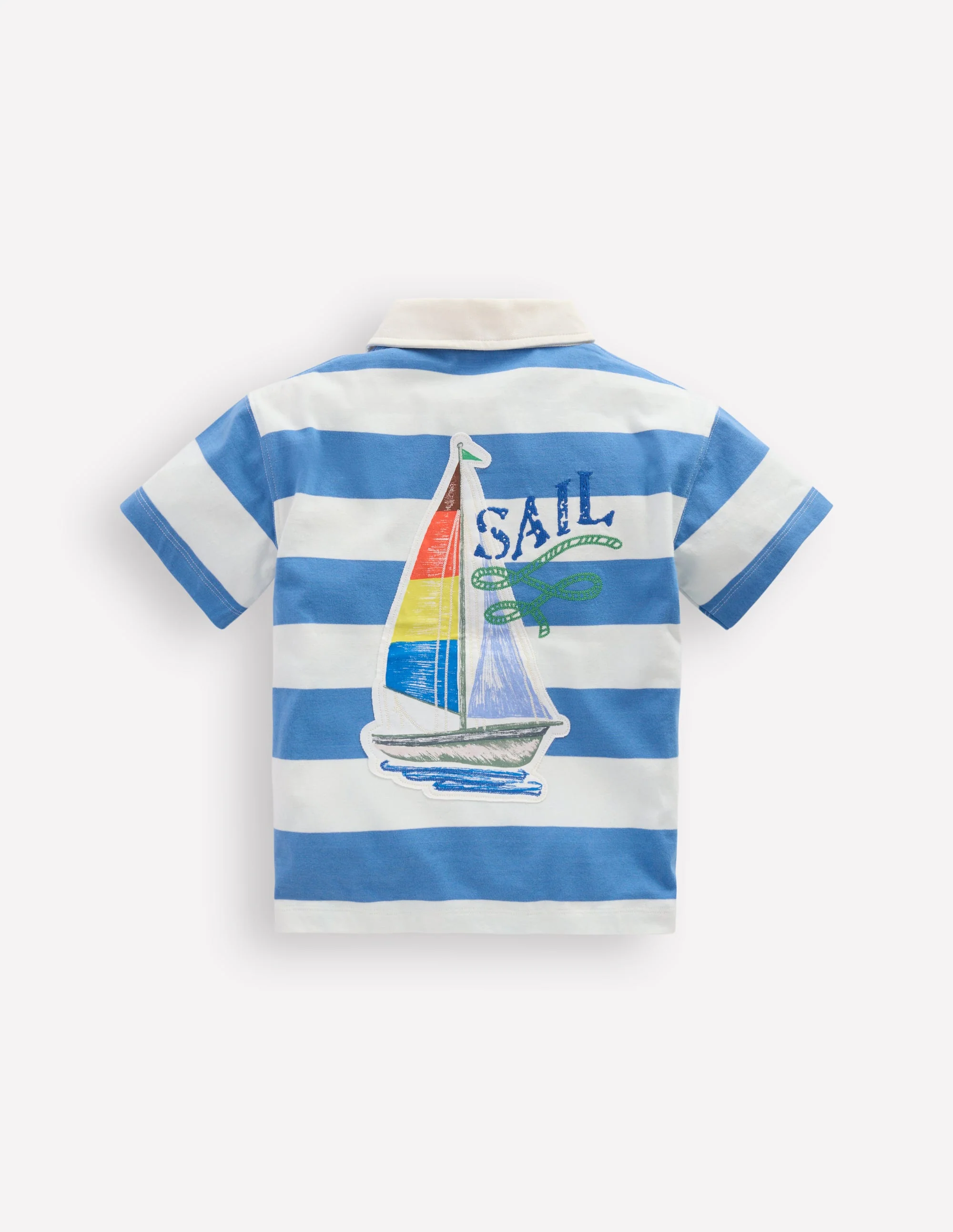 Lockeres Polohemd mit Applikation-Vergissmeinnicht-Blau Segelboote - Image 2